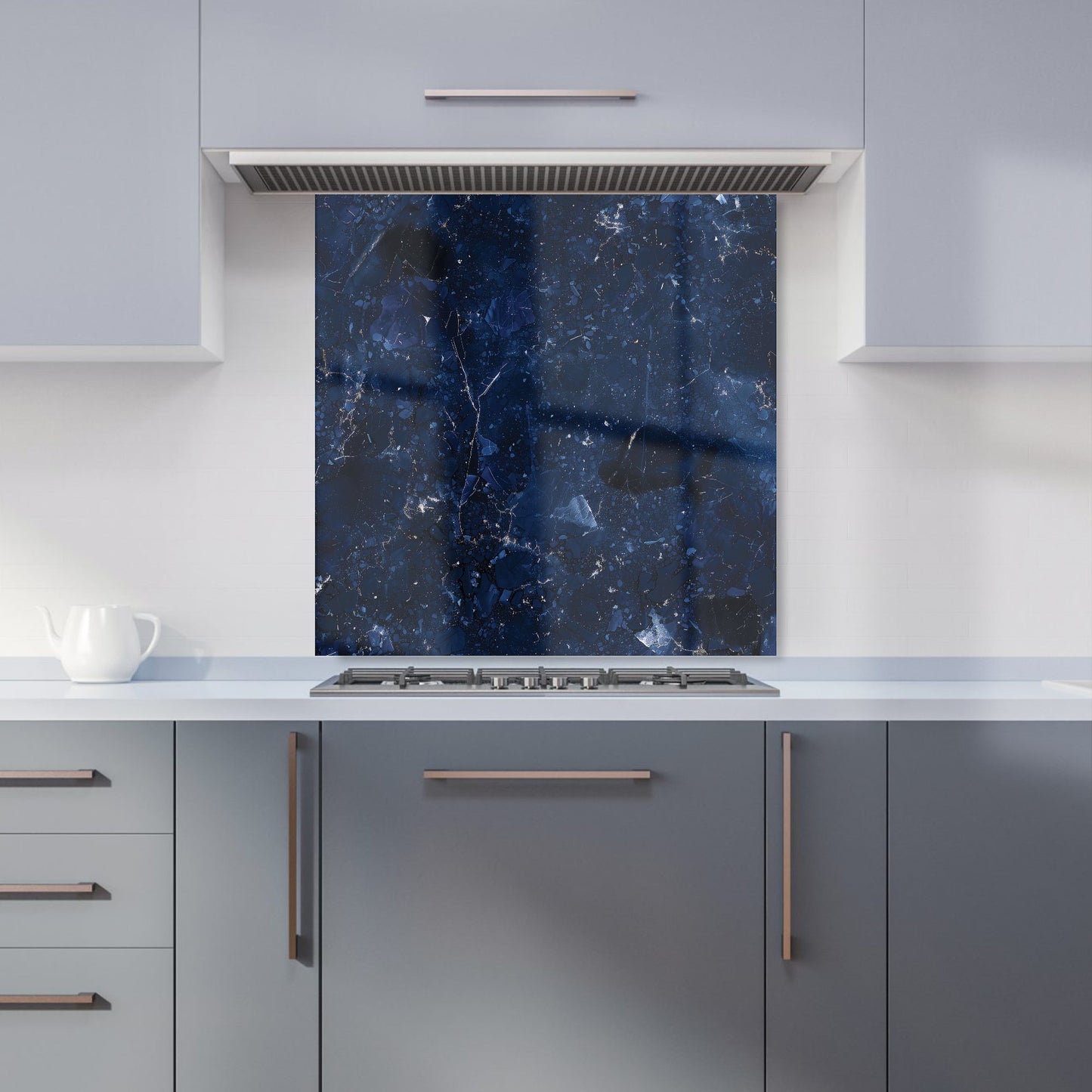 Ocean Blue Quartz Effect Kitchen Splashback
