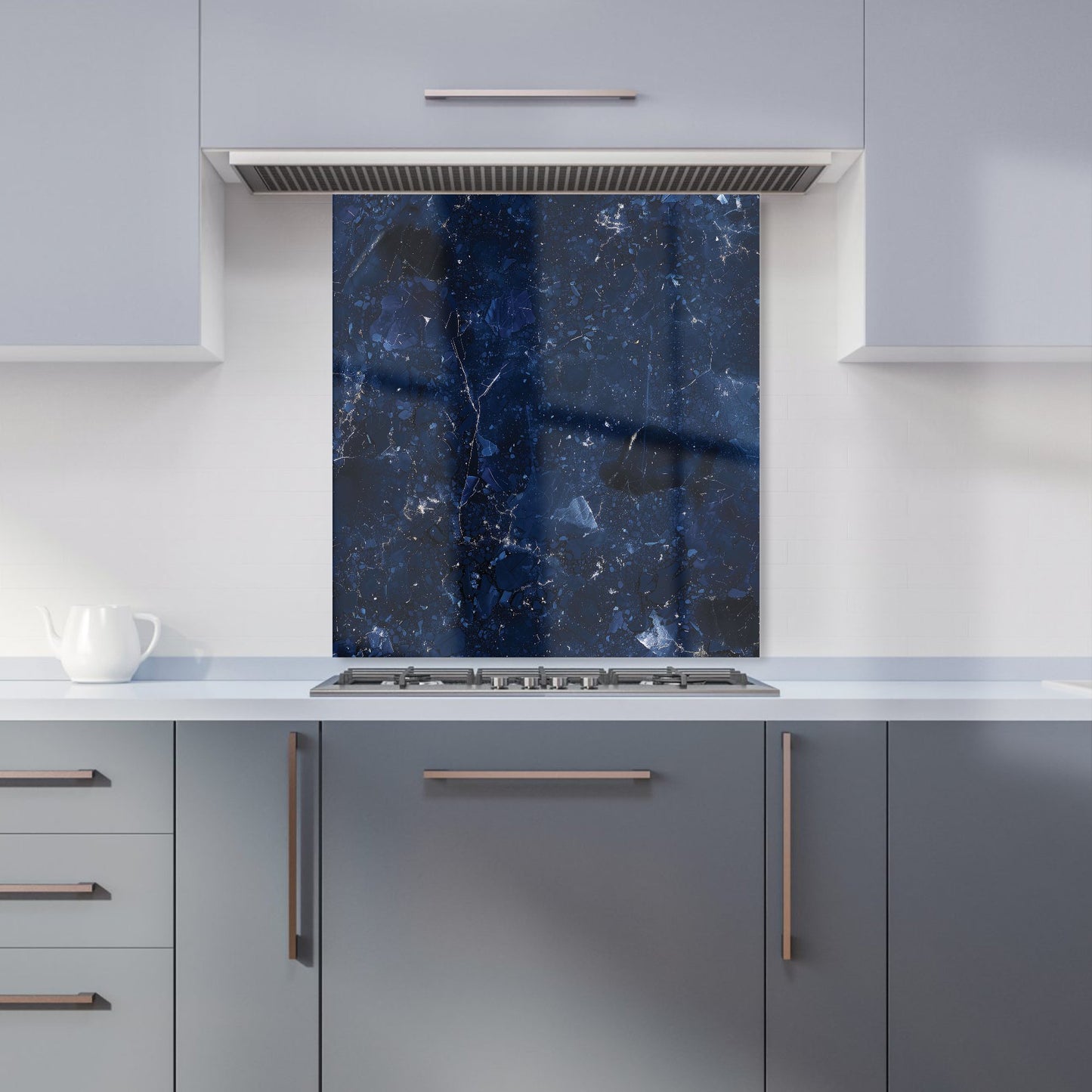 Ocean Blue Quartz Effect Kitchen Splashback