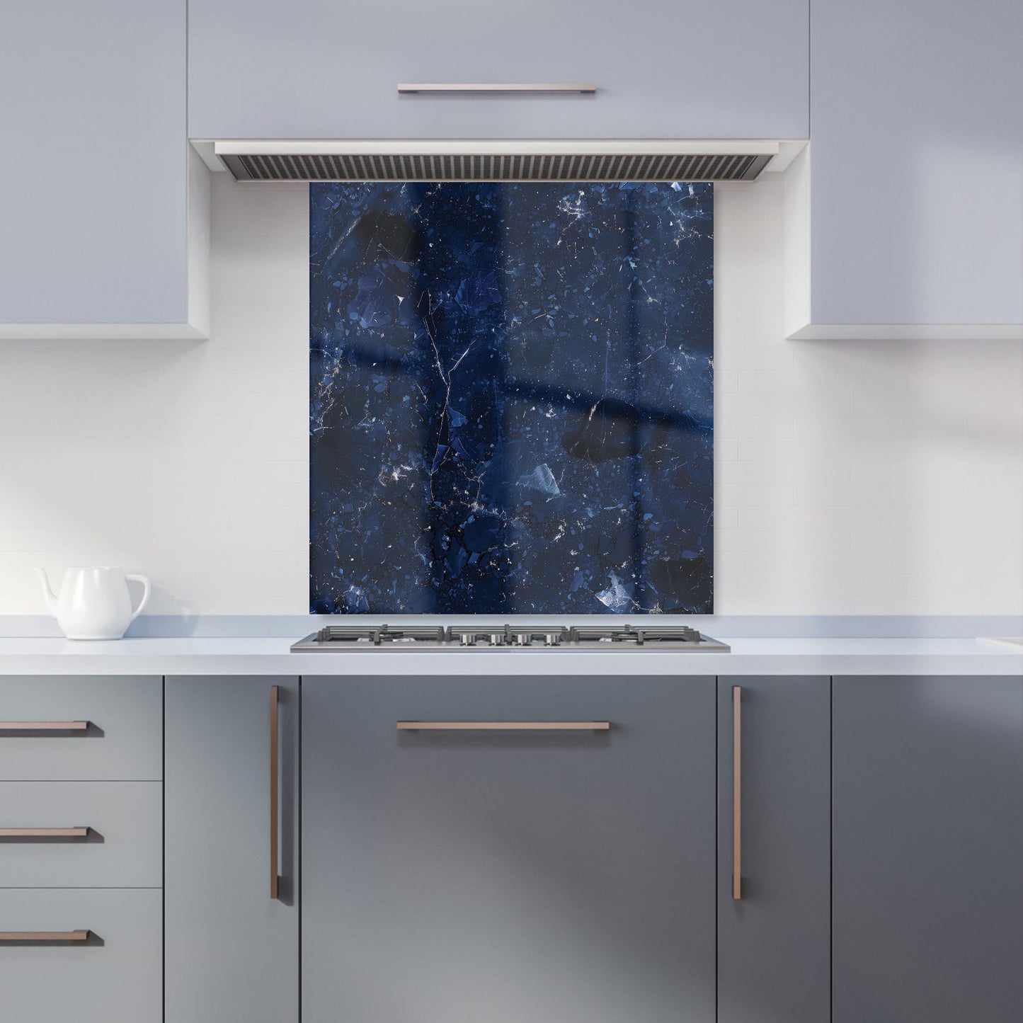 Ocean Blue Quartz Effect Kitchen Splashback