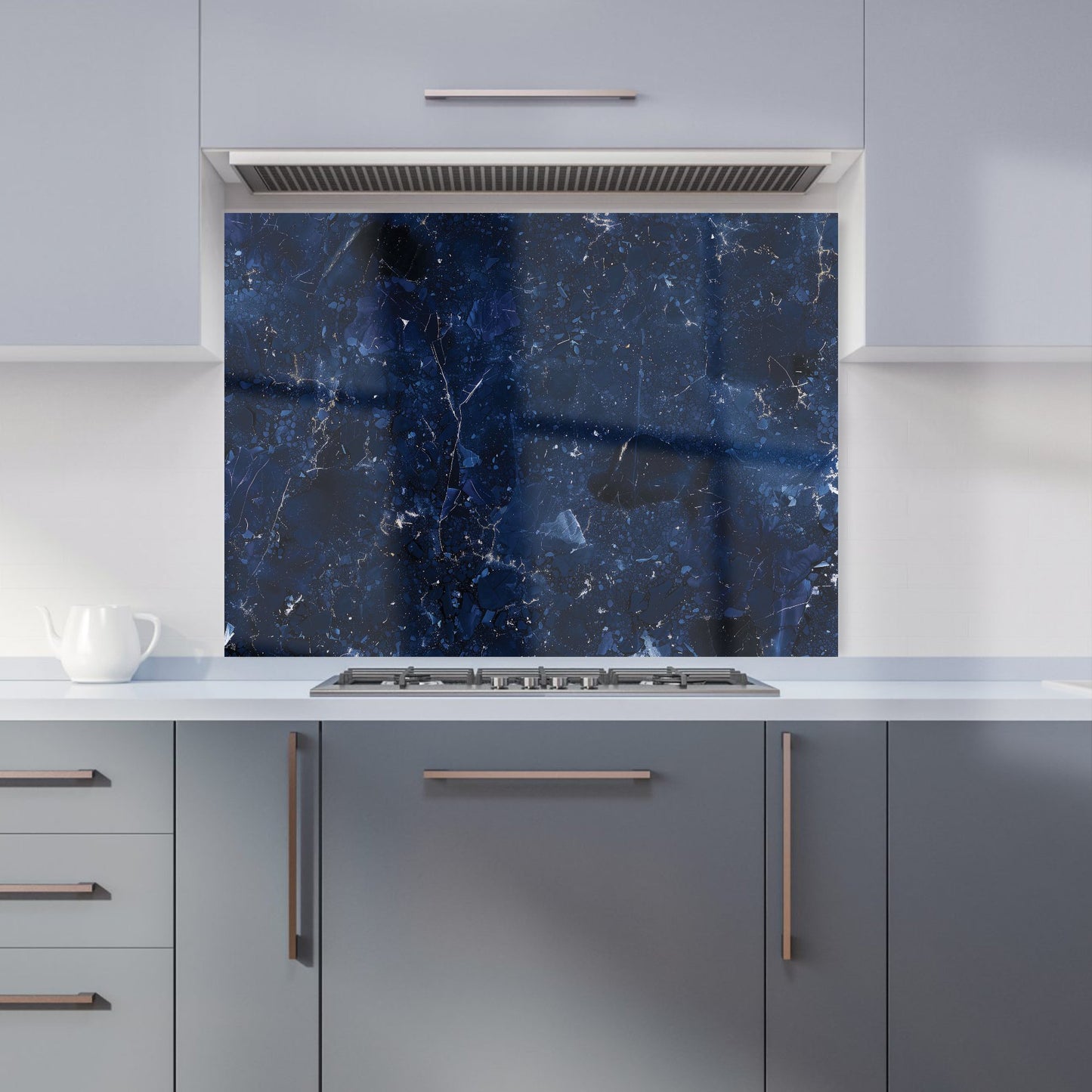 Ocean Blue Quartz Effect Kitchen Splashback