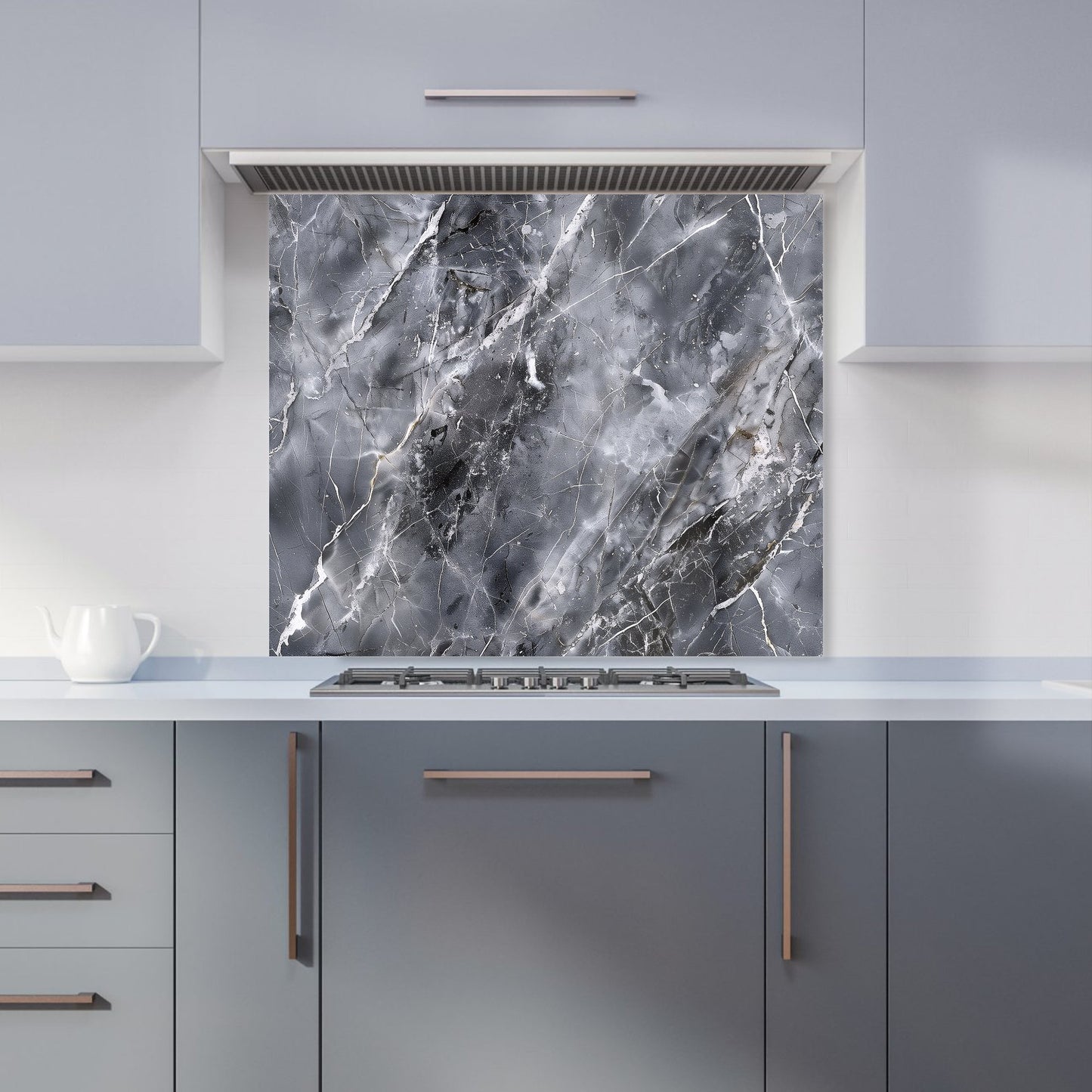 Deep Grey Marble Effect Kitchen Splashback