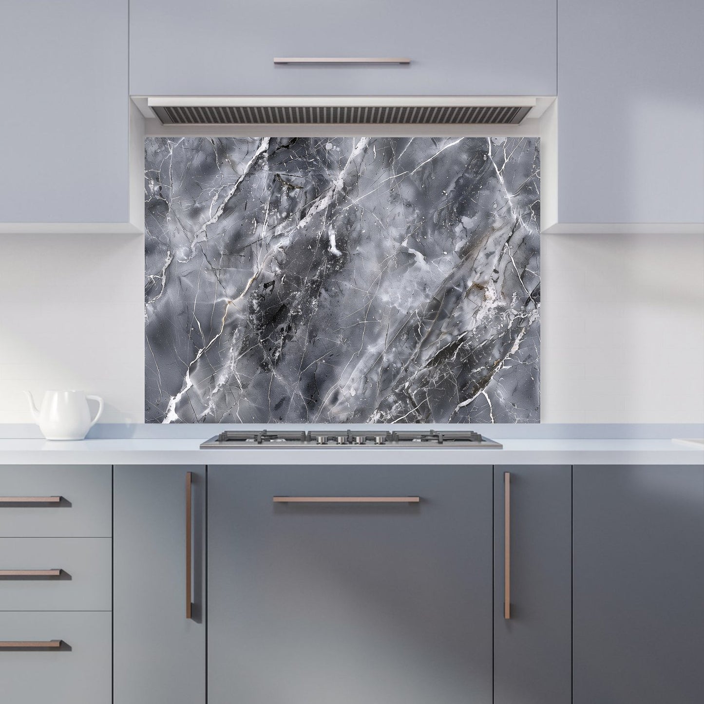 Deep Grey Marble Effect Kitchen Splashback