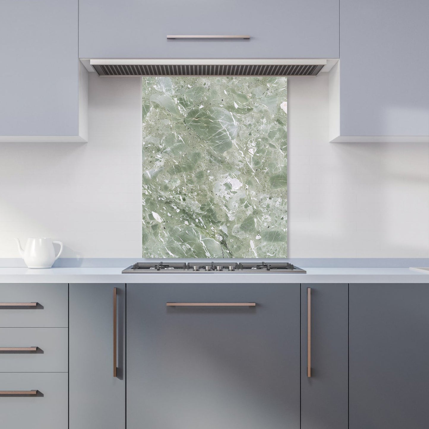 Pale Green Quartz Effect Kitchen Splashback
