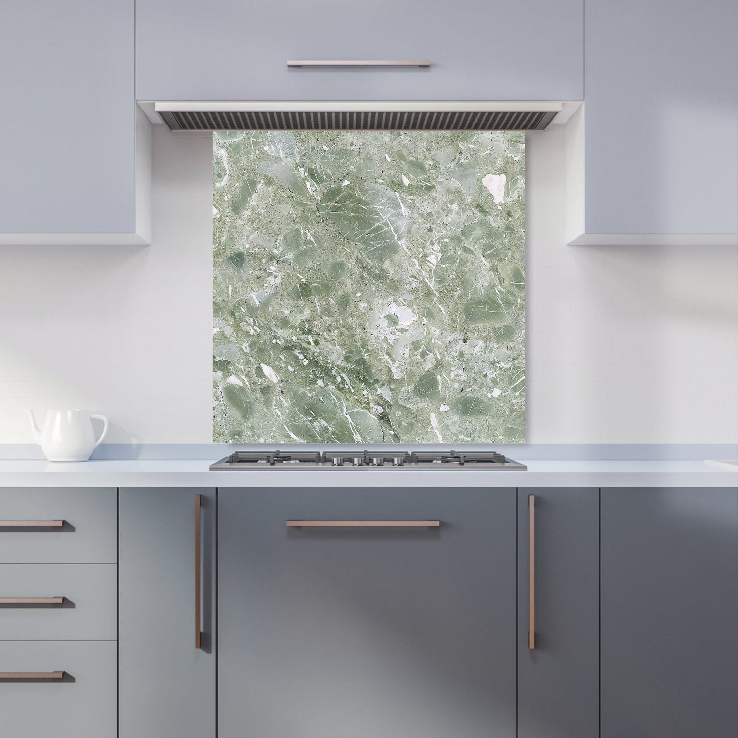 Pale Green Quartz Effect Kitchen Splashback