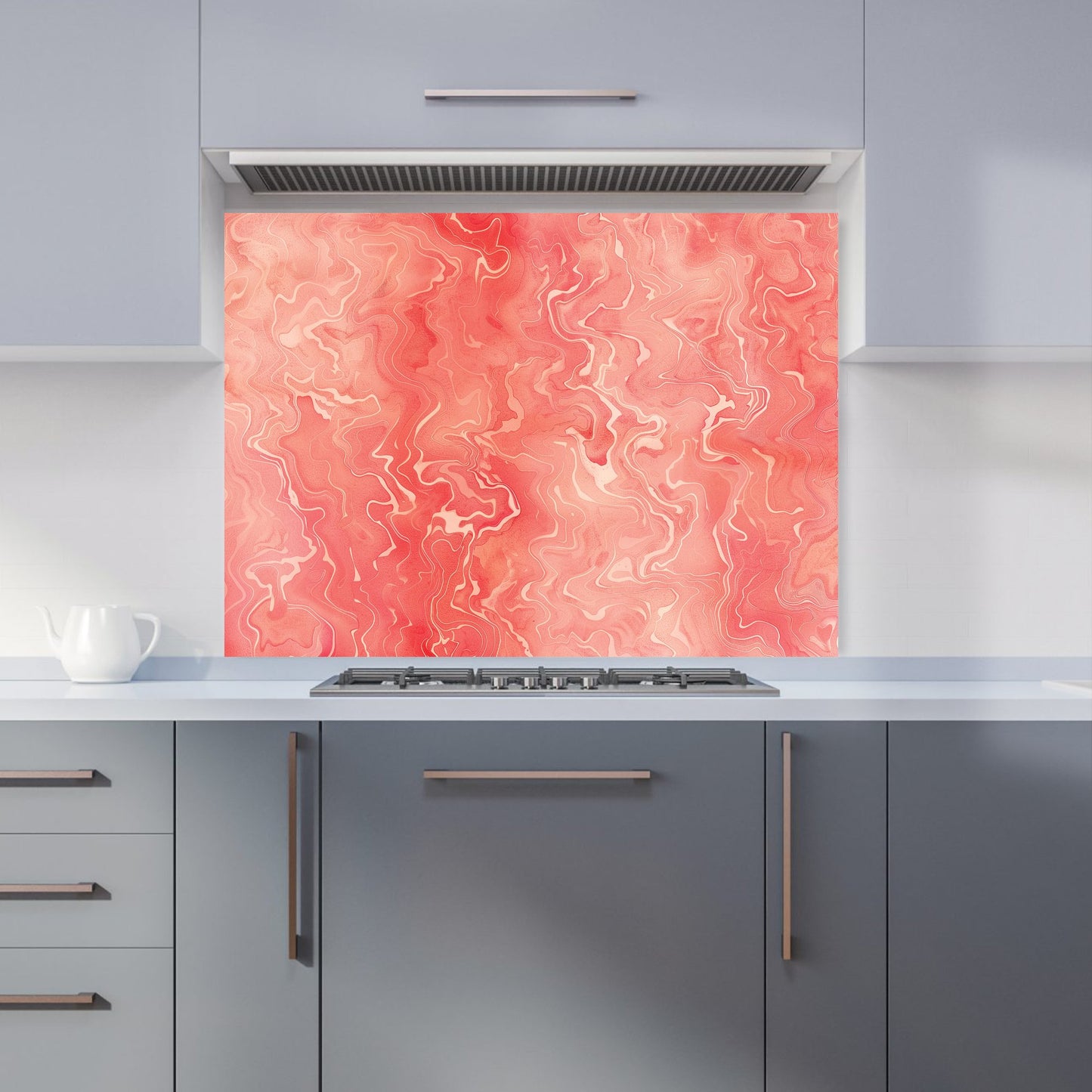 Salmon Pink Marble Effect Kitchen Splashback