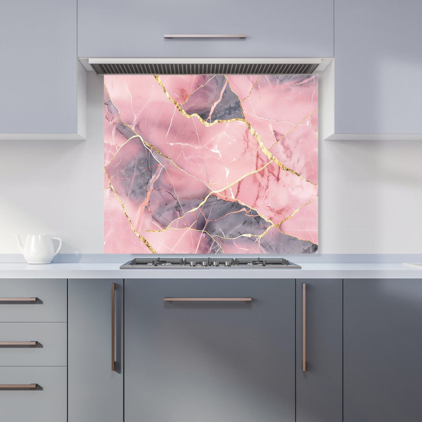 Rose And Gold Marble Effect Kitchen Splashback