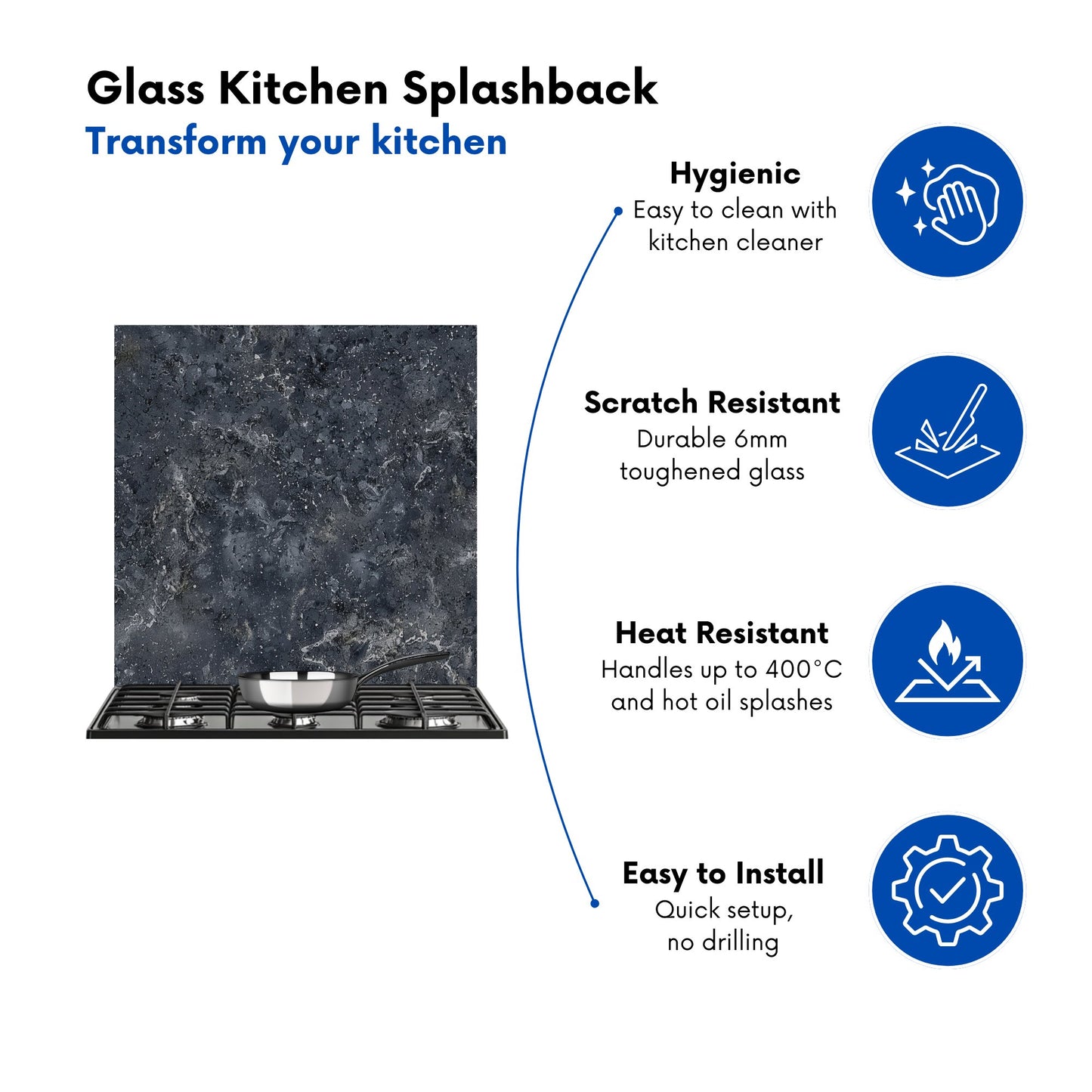 Luxury Slate Grey Quartz Effect Kitchen Splashback