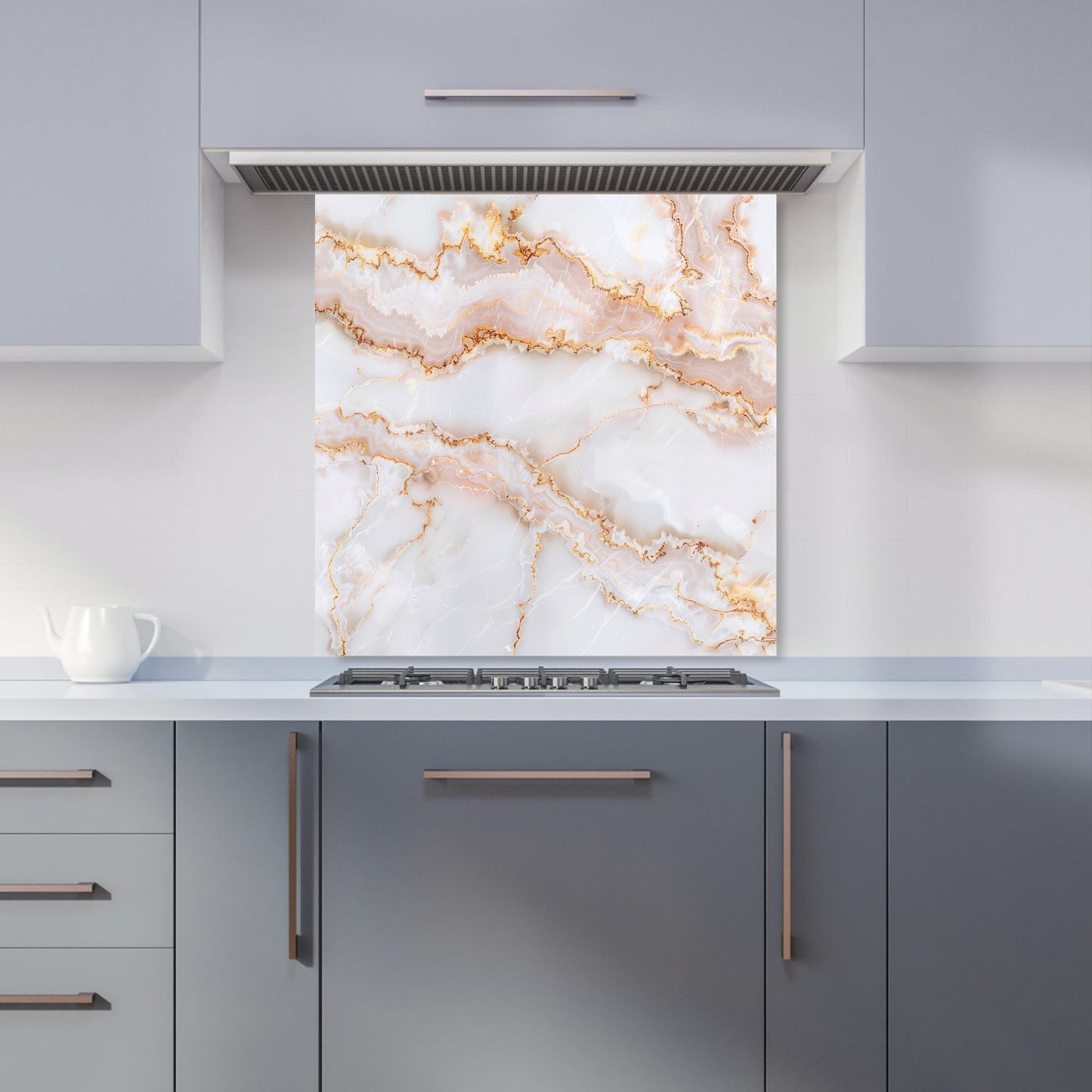 Peach Quartz Effect Kitchen Splashback