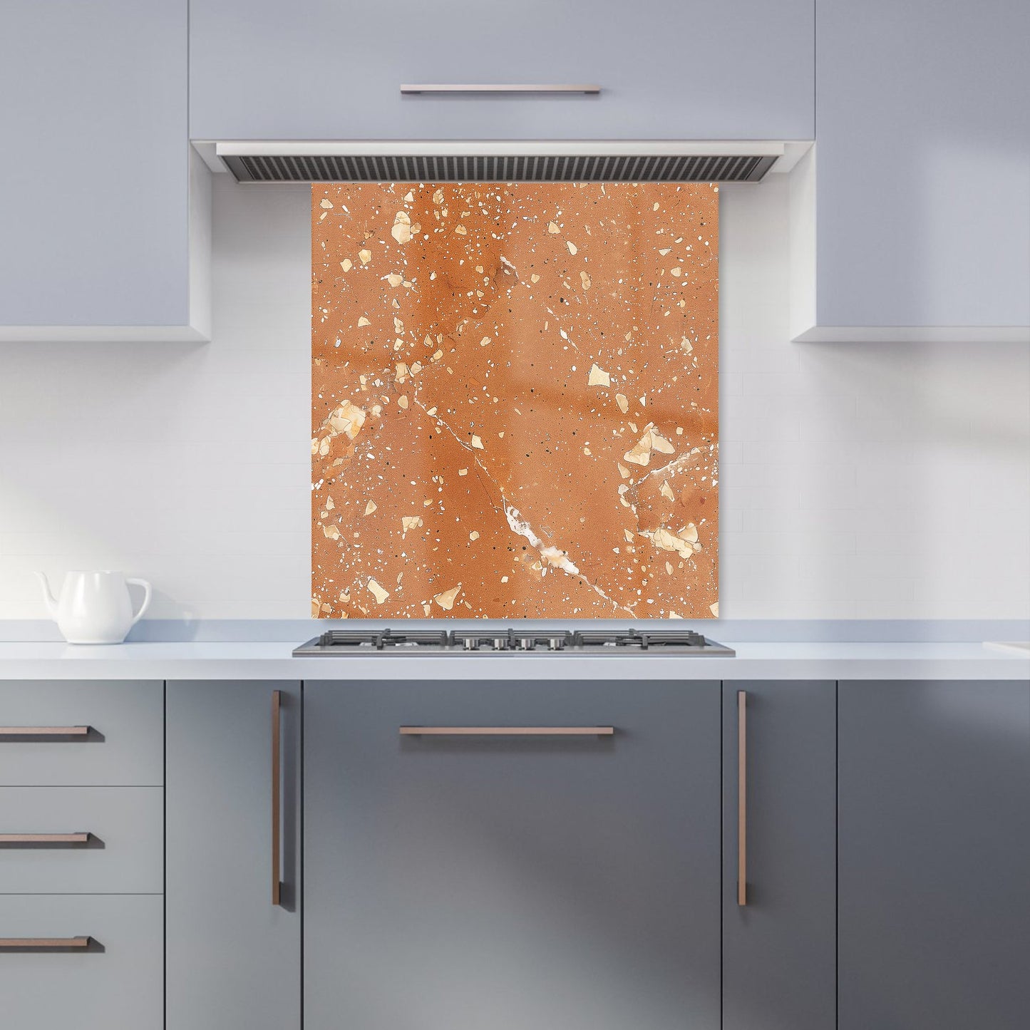 Pale Terracotta Quartz Effect Kitchen Splashback