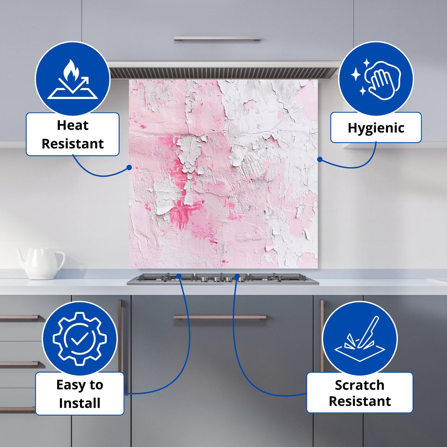 Light Pink Textured Effect Kitchen Splashback