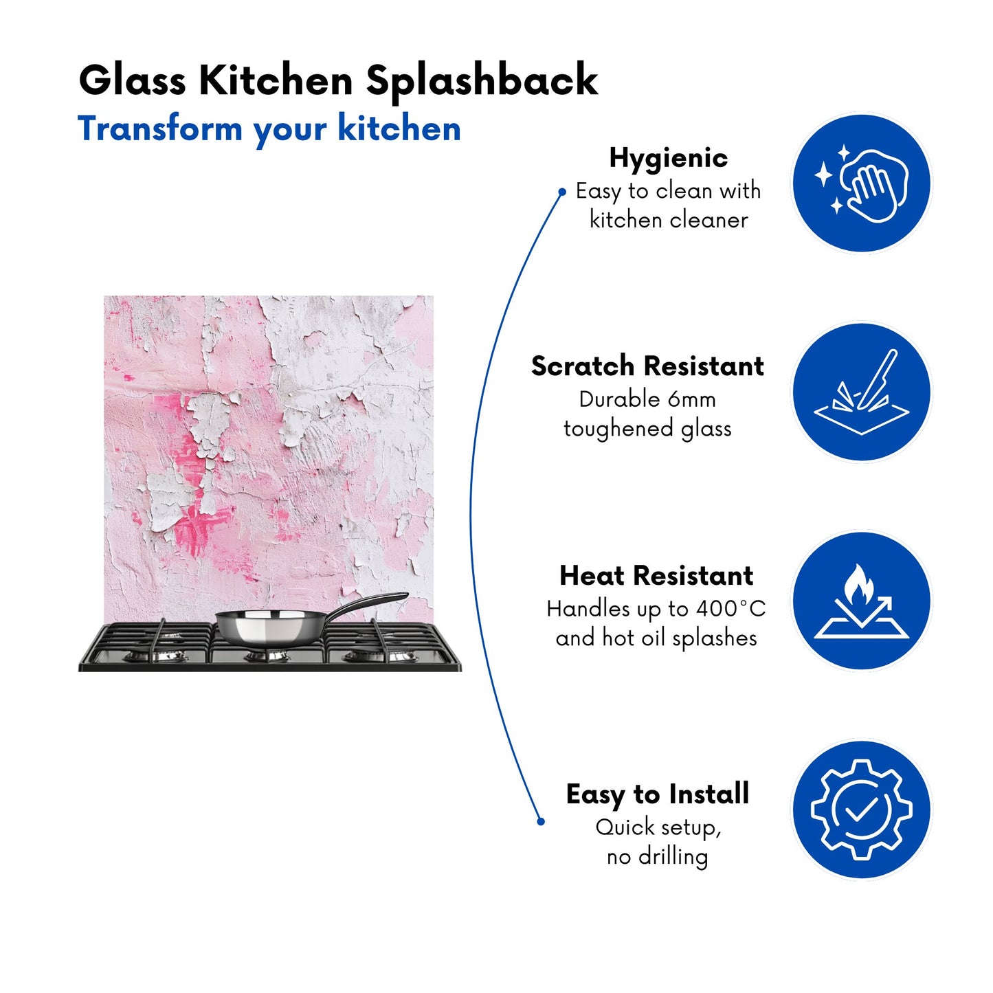 Light Pink Textured Effect Kitchen Splashback
