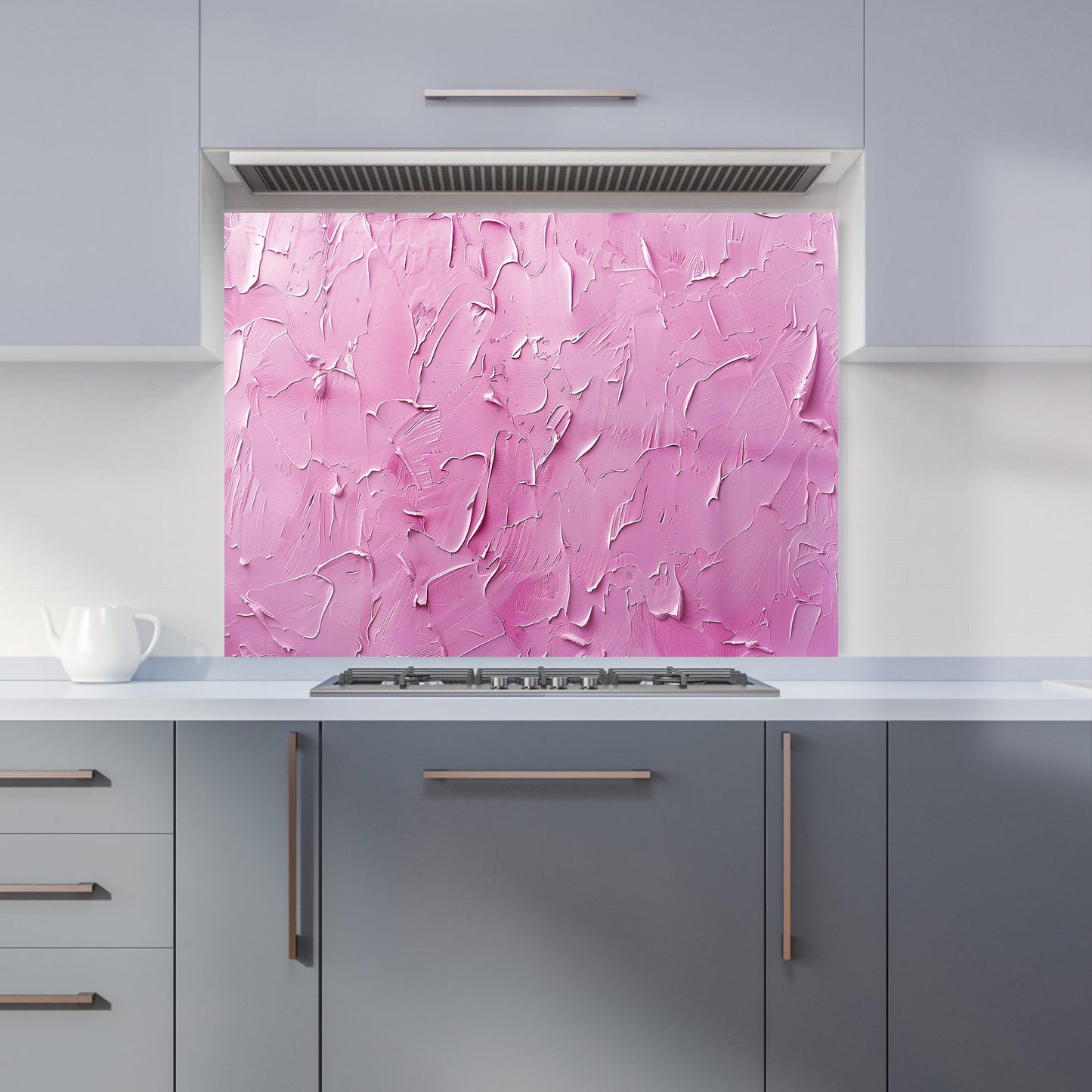 Bright Pink Textured Effect Kitchen Splashback