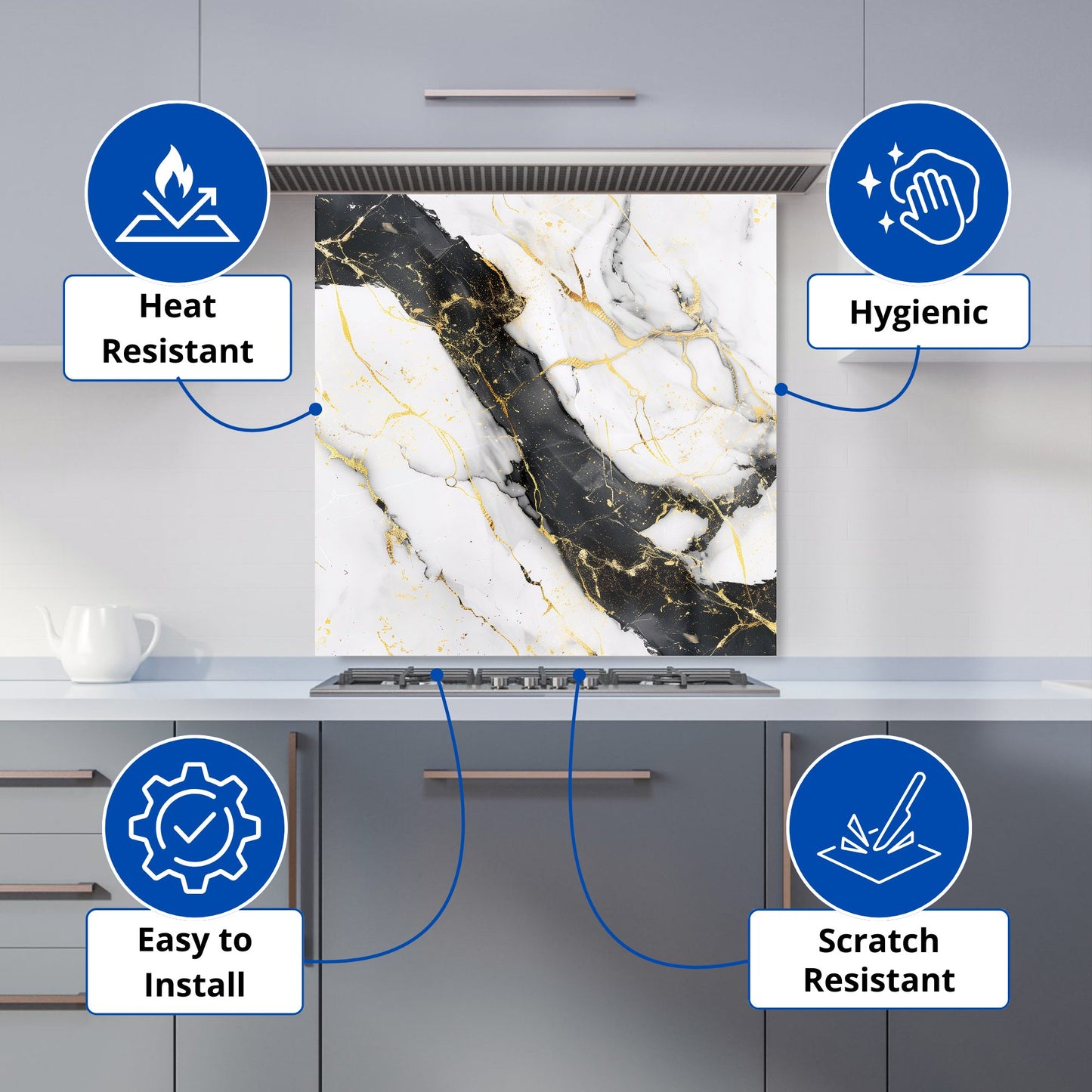 Flecks Of Gold Marble Effect Kitchen Splashback