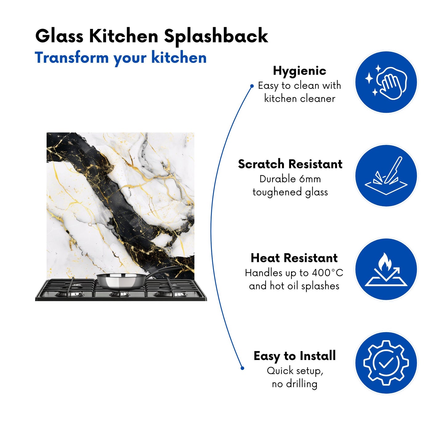 Flecks Of Gold Marble Effect Kitchen Splashback