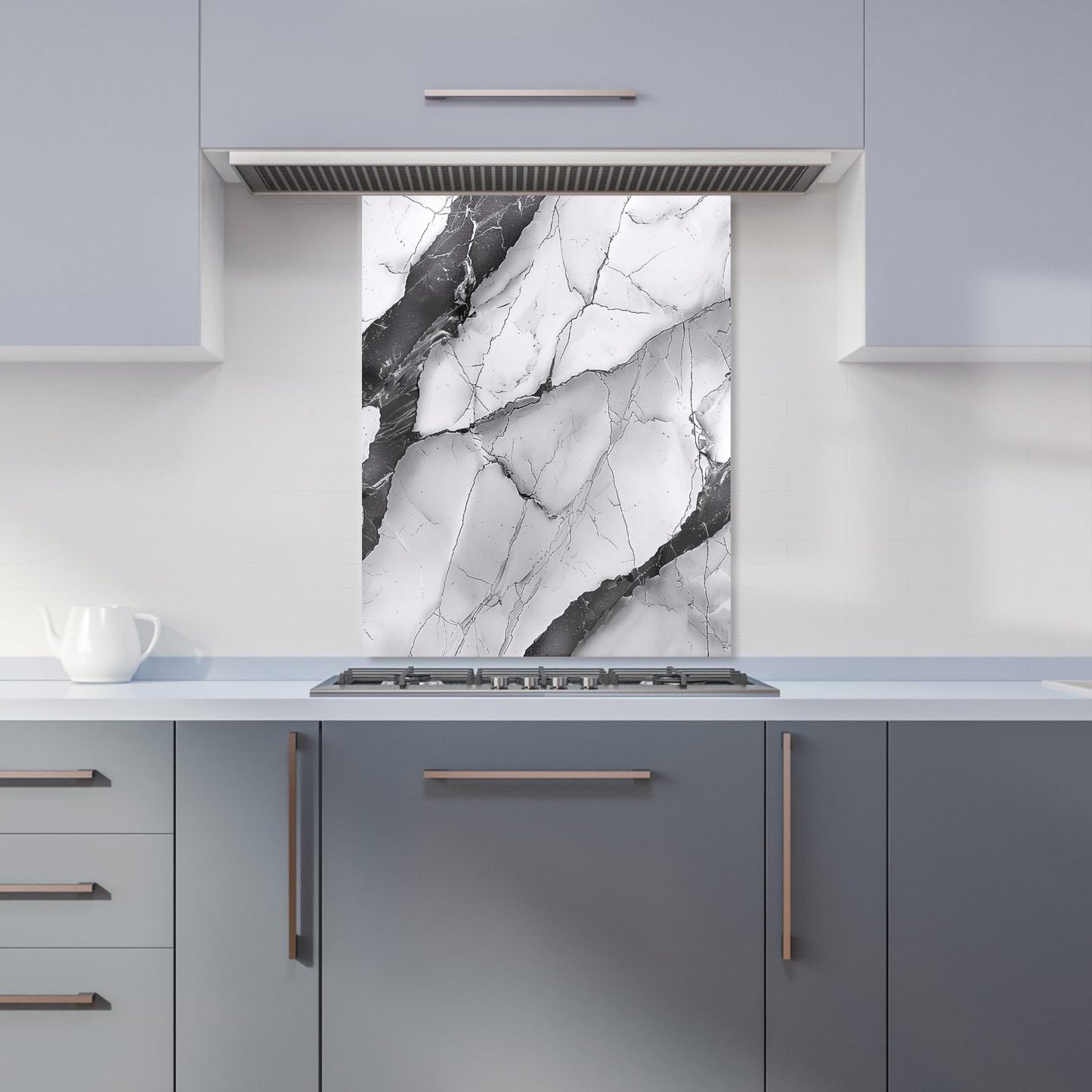 Grey And White Marble Effect Kitchen Splashback