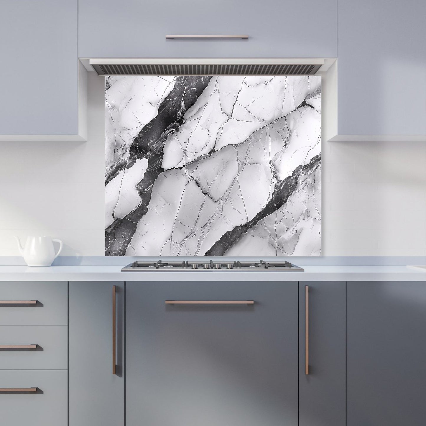 Grey And White Marble Effect Kitchen Splashback