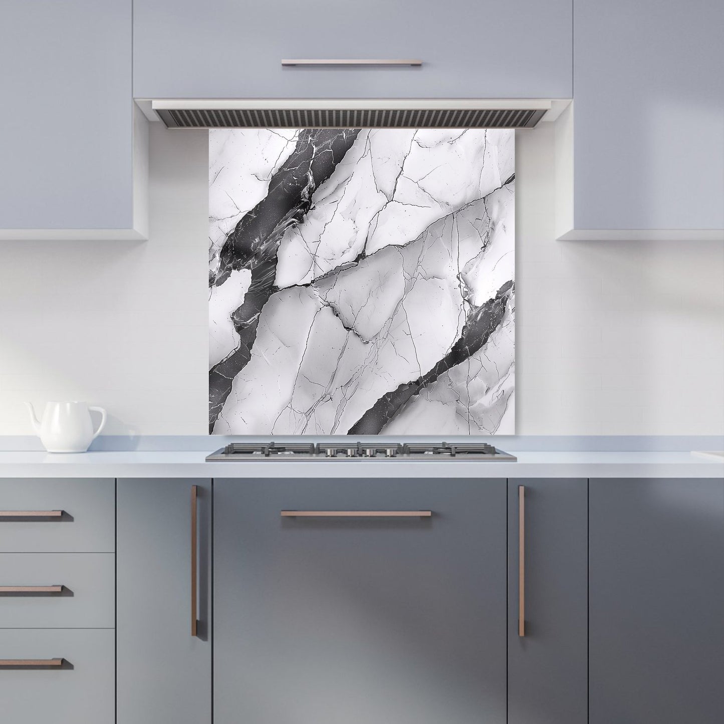 Grey And White Marble Effect Kitchen Splashback