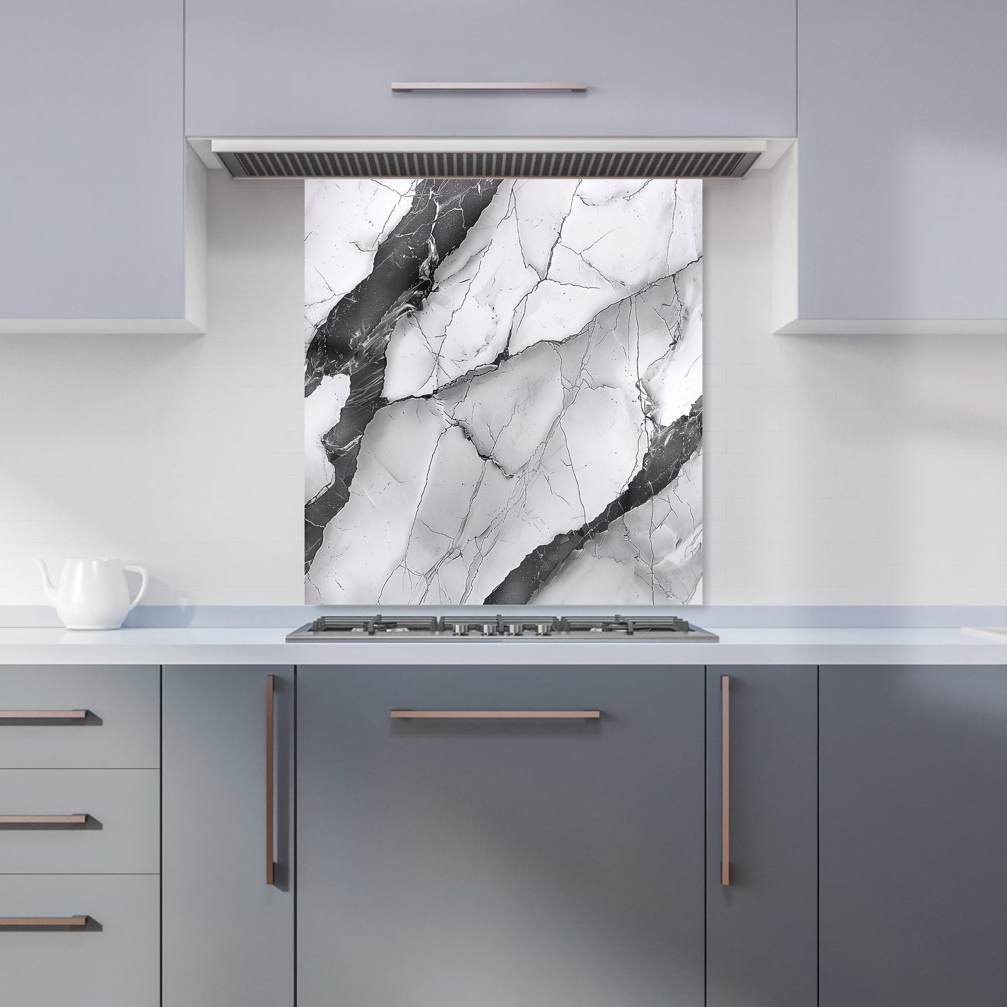 Grey And White Marble Effect Kitchen Splashback