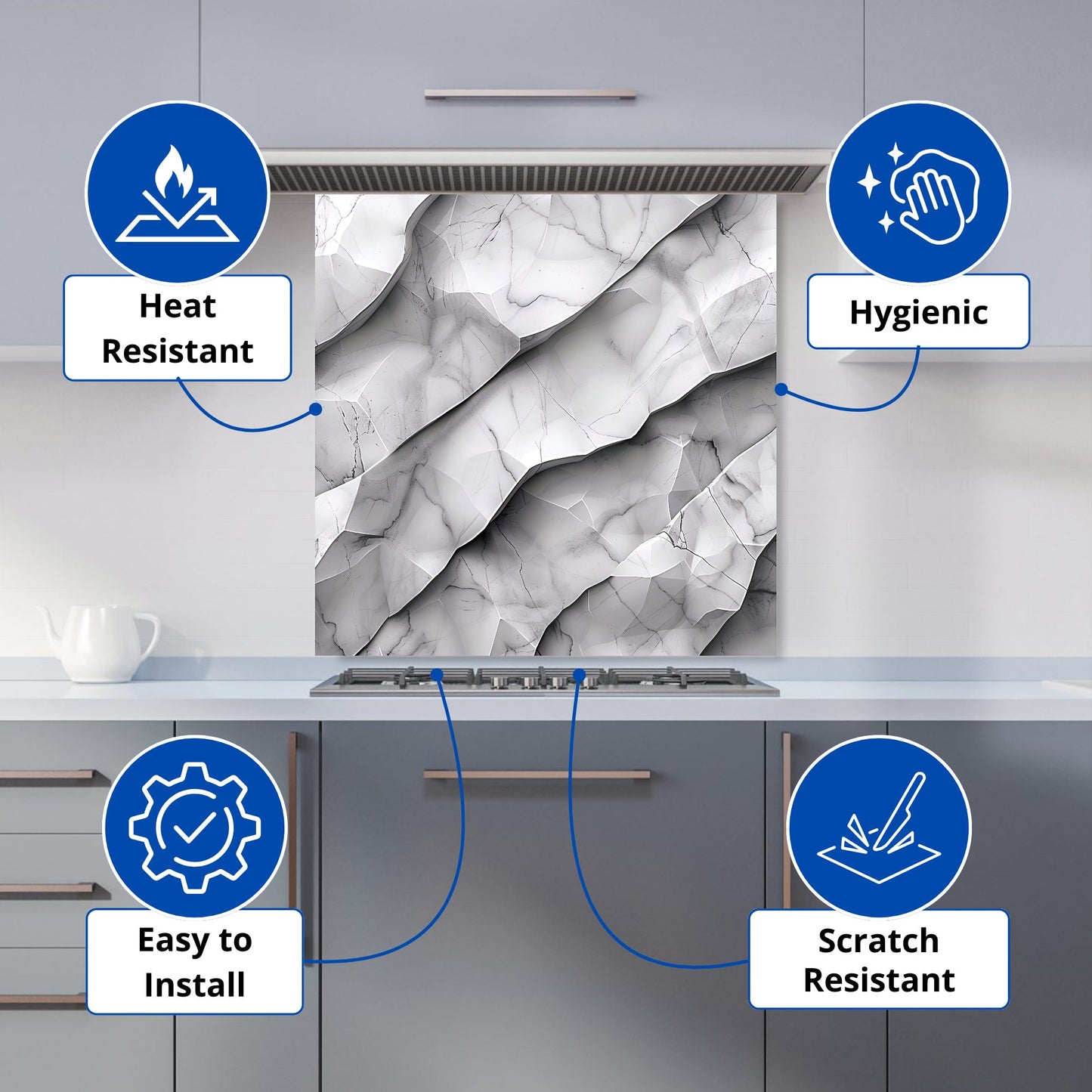 Modern Grey Marble Effect Kitchen Splashback