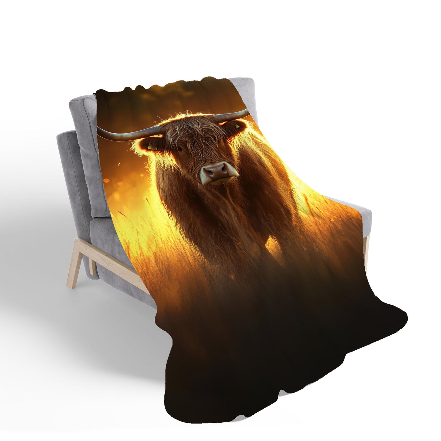 Highland Cow Sunset Sherpa Blanket