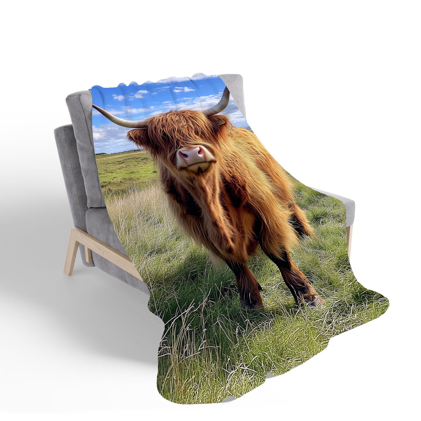Highland Cow In Summer Sherpa Blanket
