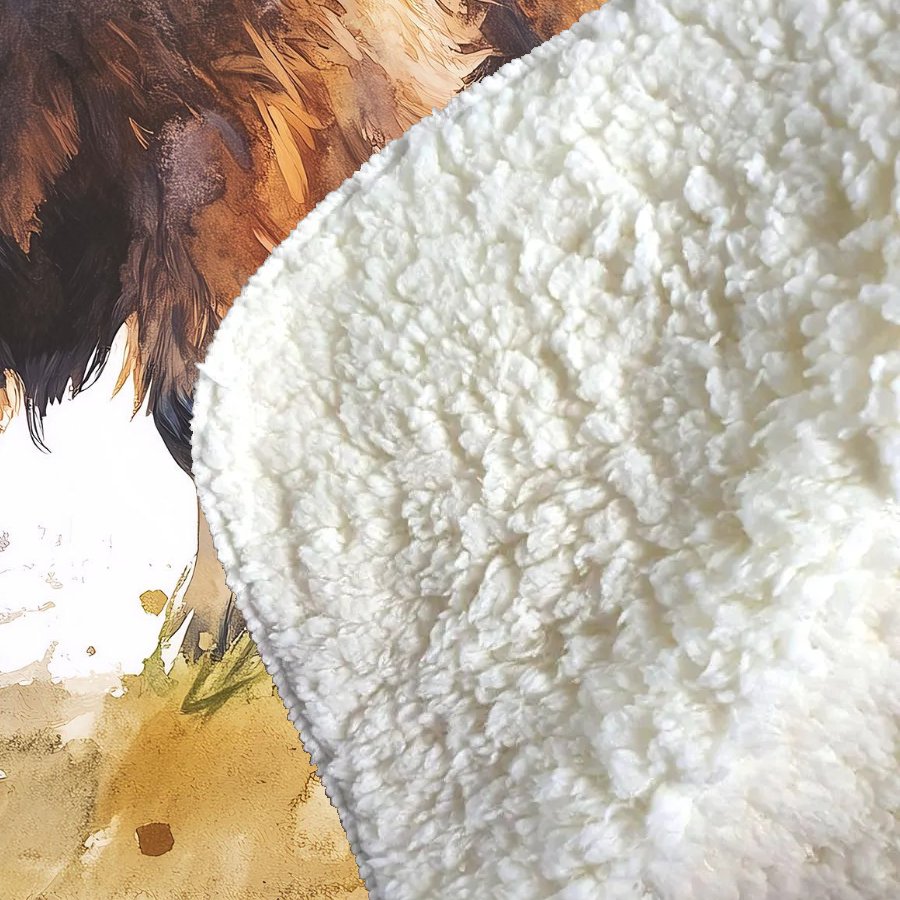 Watercolour Highland Cow Sherpa Blanket