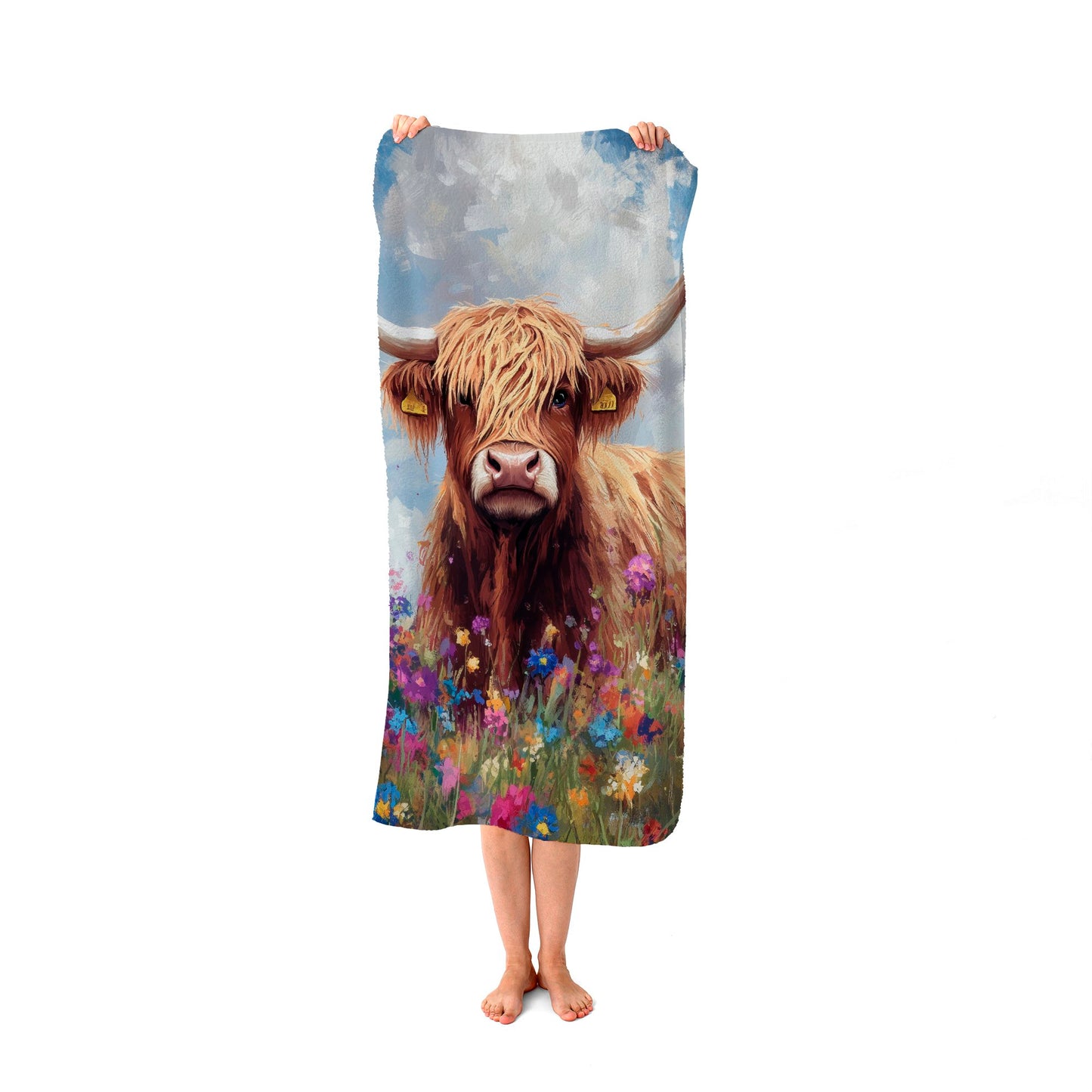 Highland Cow In A Summer Meadow Beach Towel