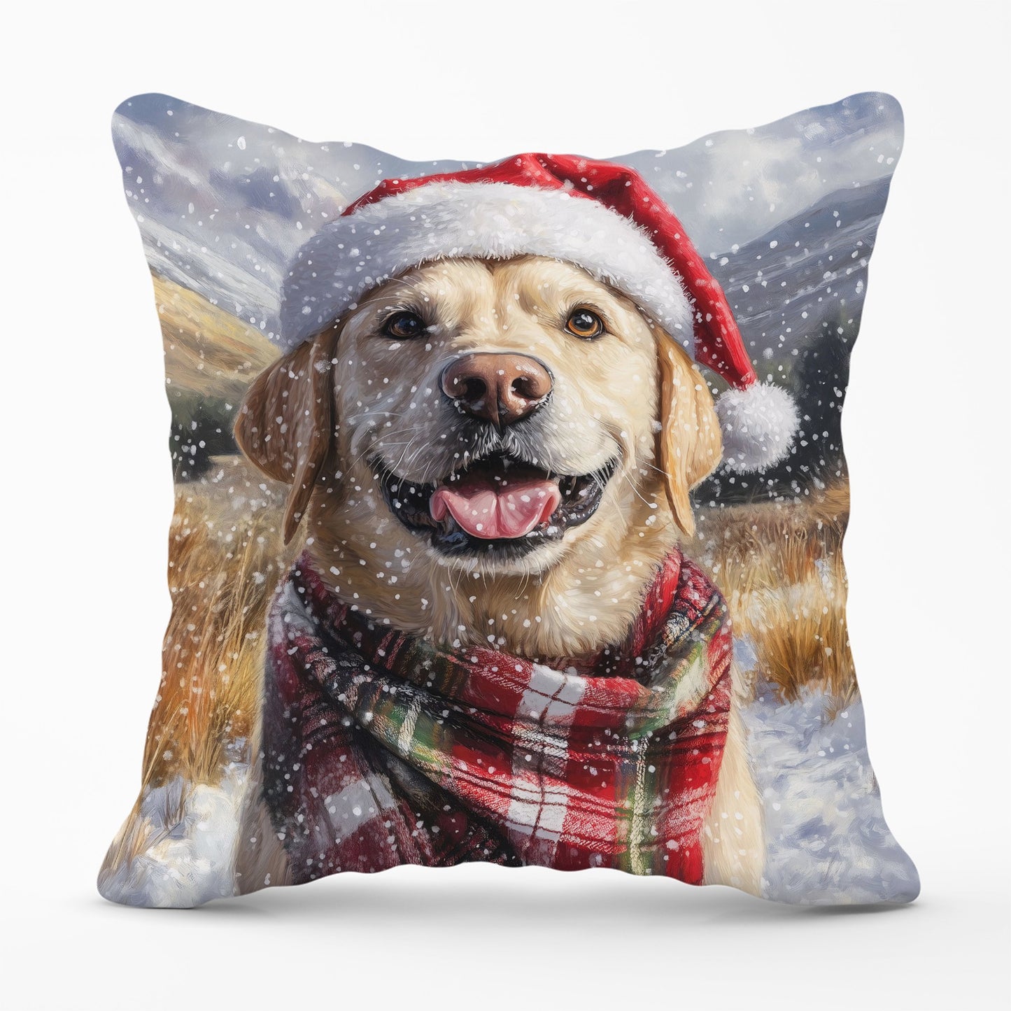 Christmas Yellow Labrador Cushion