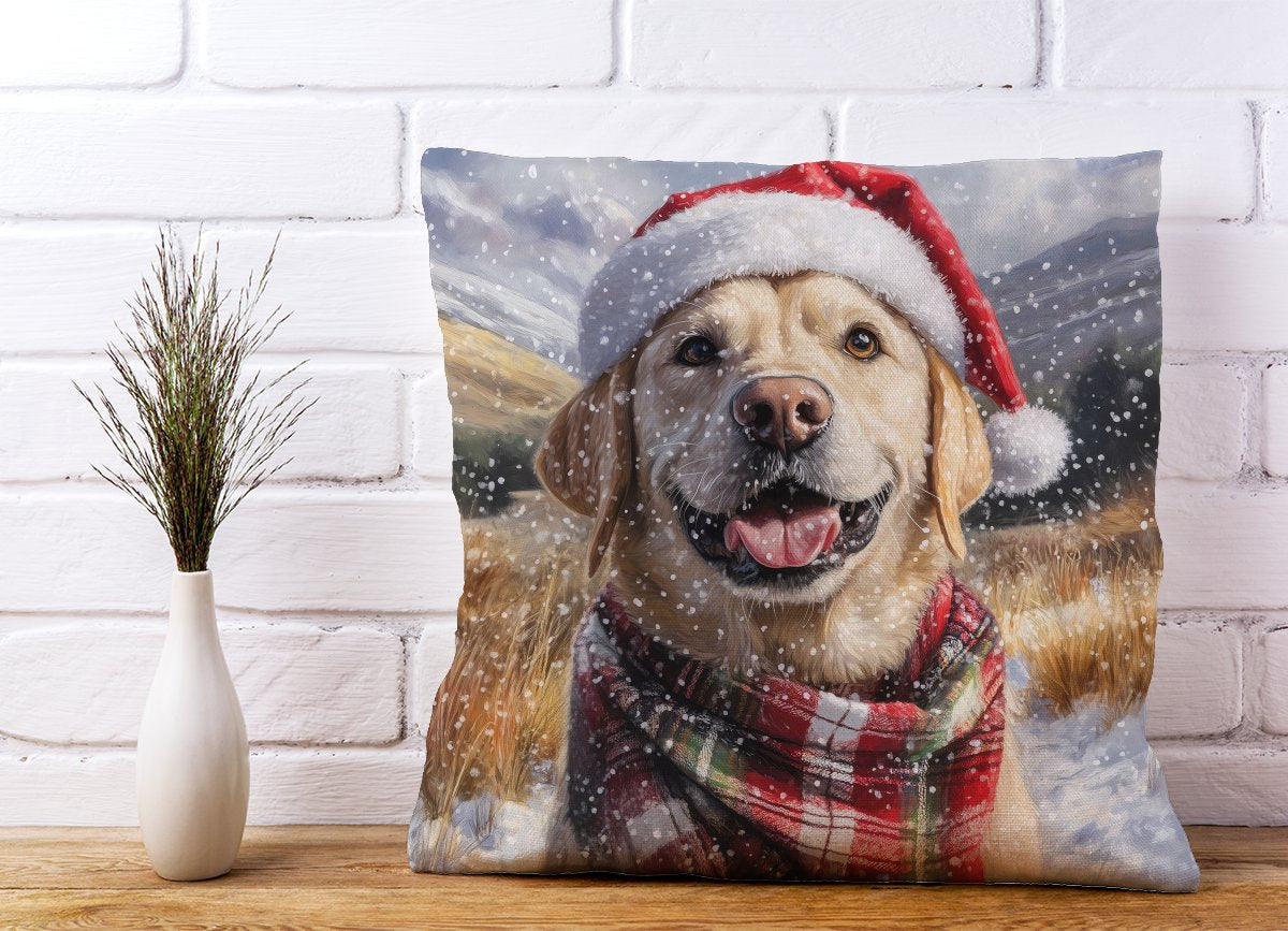 Christmas Yellow Labrador Cushion