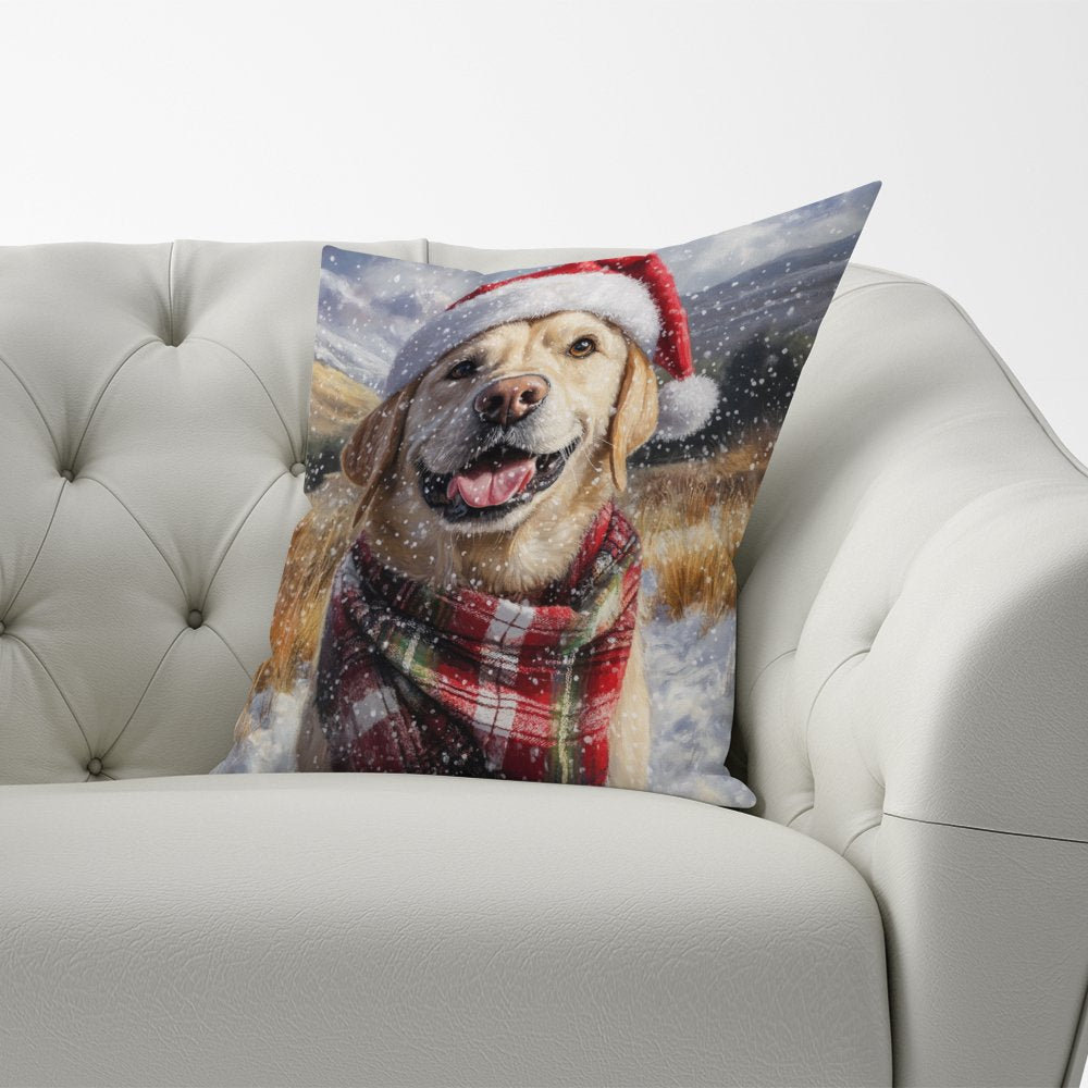 Christmas Yellow Labrador Cushion