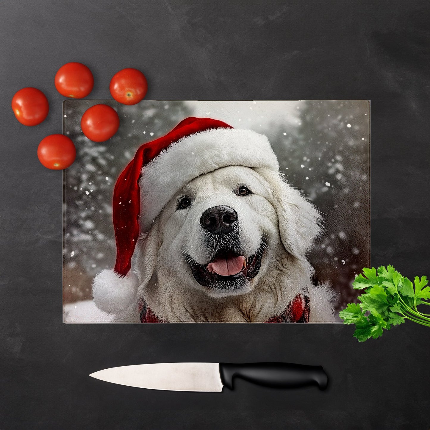 Christmas White Newfoundland Glass Chopping Board