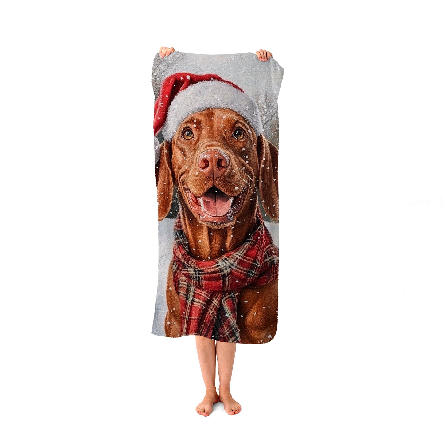 Christmas Vizsla Beach Towel