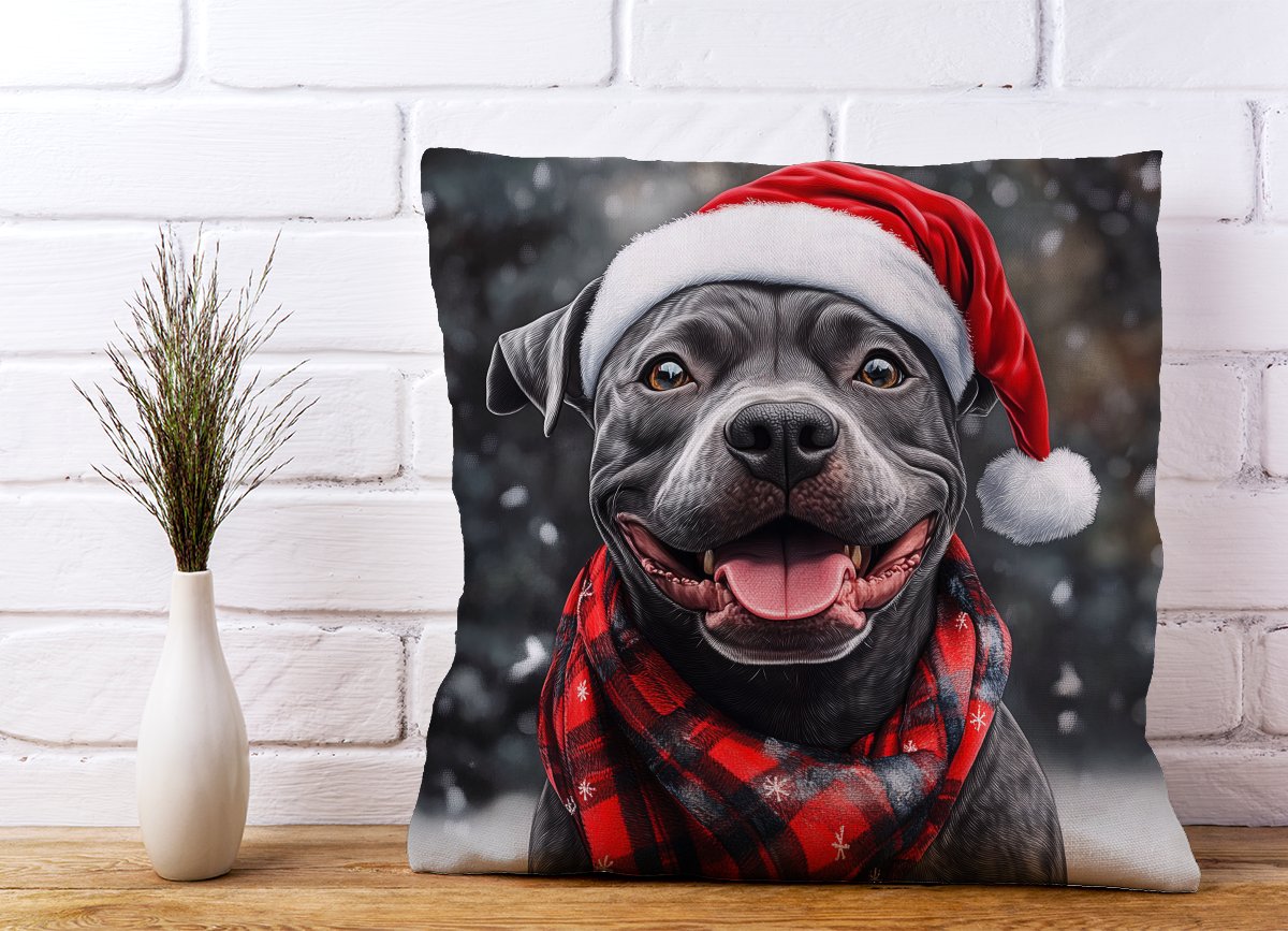 Christmas Staffordshire Bull Terrier Cushion