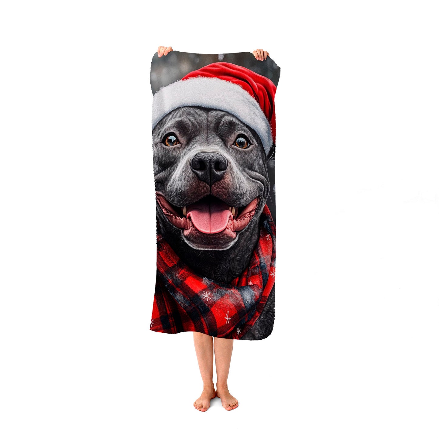 Christmas Staffordshire Bull Terrier Beach Towel
