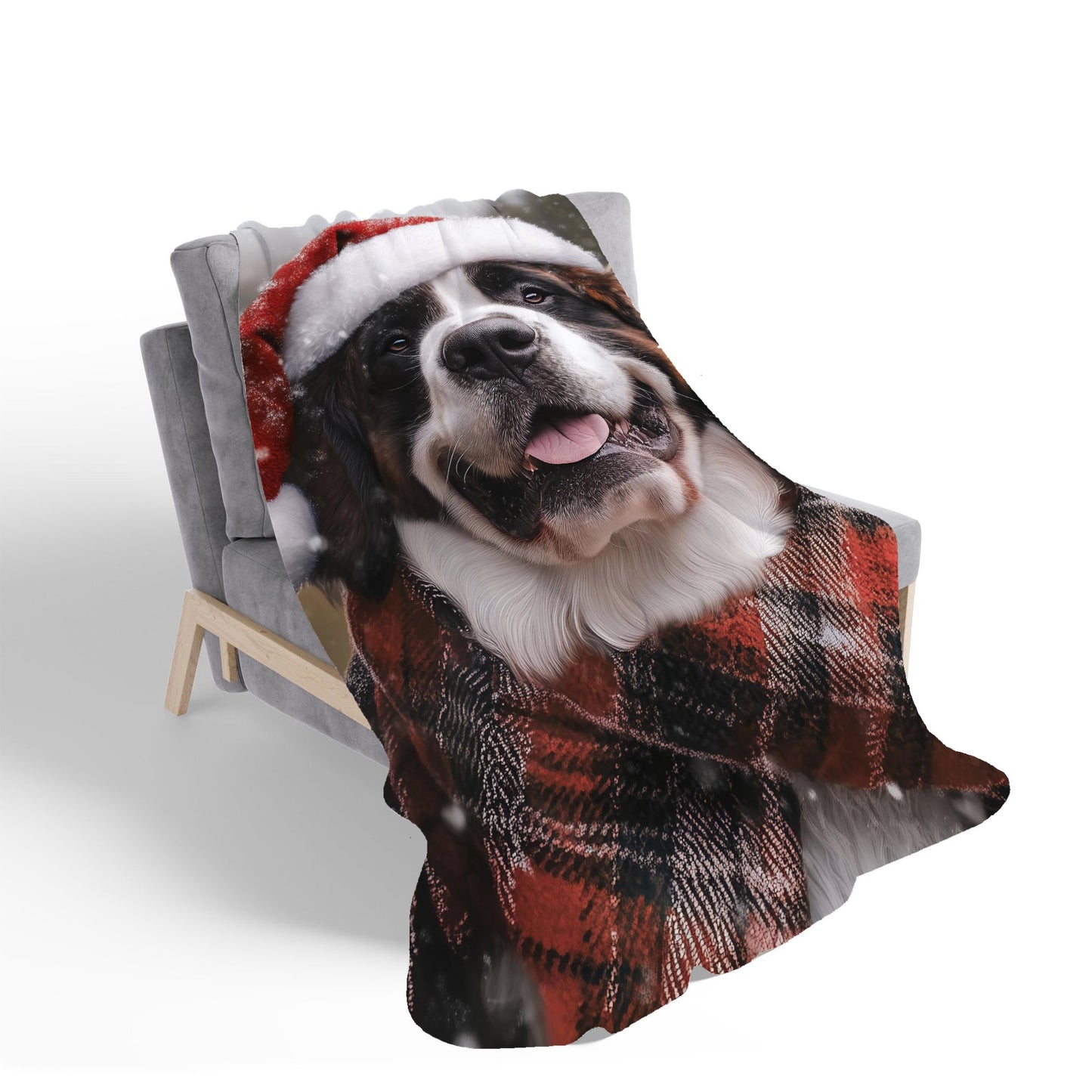 Christmas St Bernard Sherpa Blanket