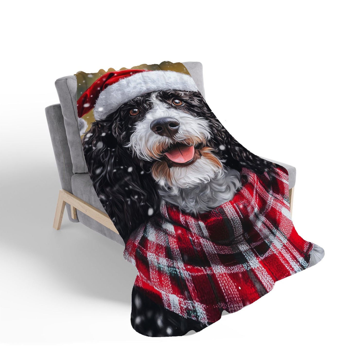 Christmas Spanish Water Dog Sherpa Blanket