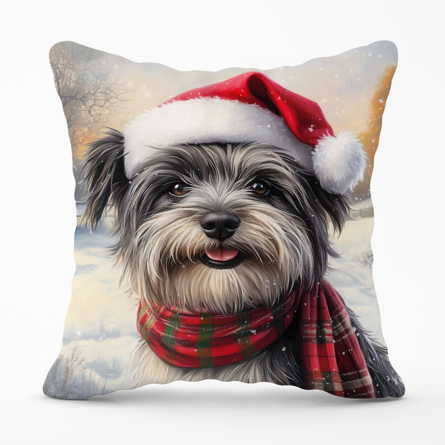 Snowy Christmas Skye Terrier Cushion