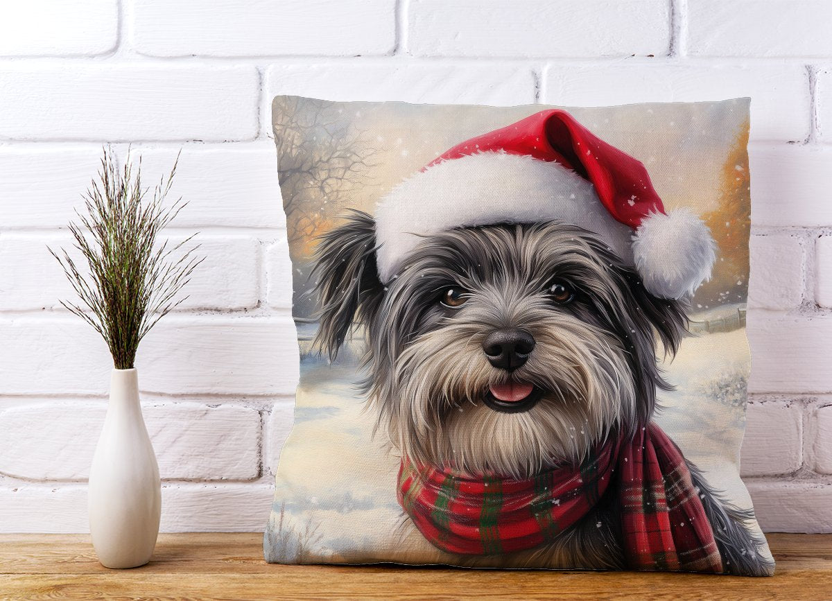 Snowy Christmas Skye Terrier Cushion