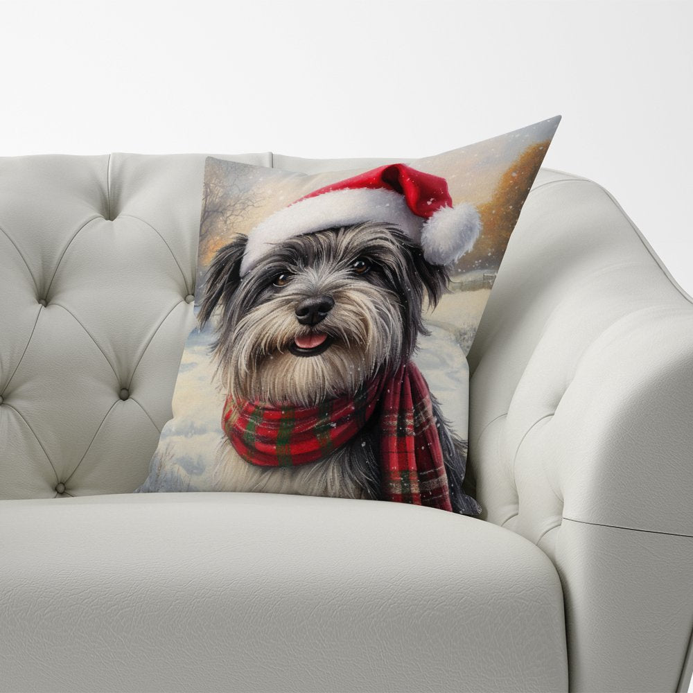 Snowy Christmas Skye Terrier Cushion