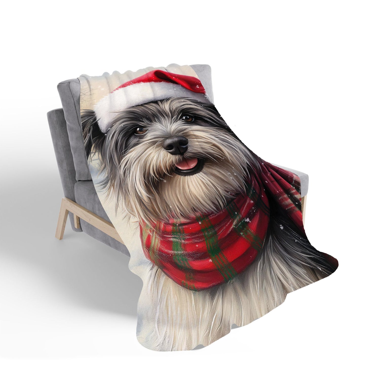 Snowy Christmas Skye Terrier Sherpa Blanket
