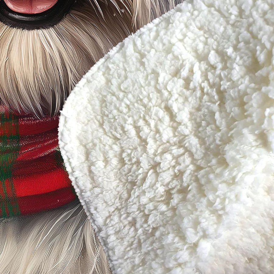 Snowy Christmas Skye Terrier Sherpa Blanket