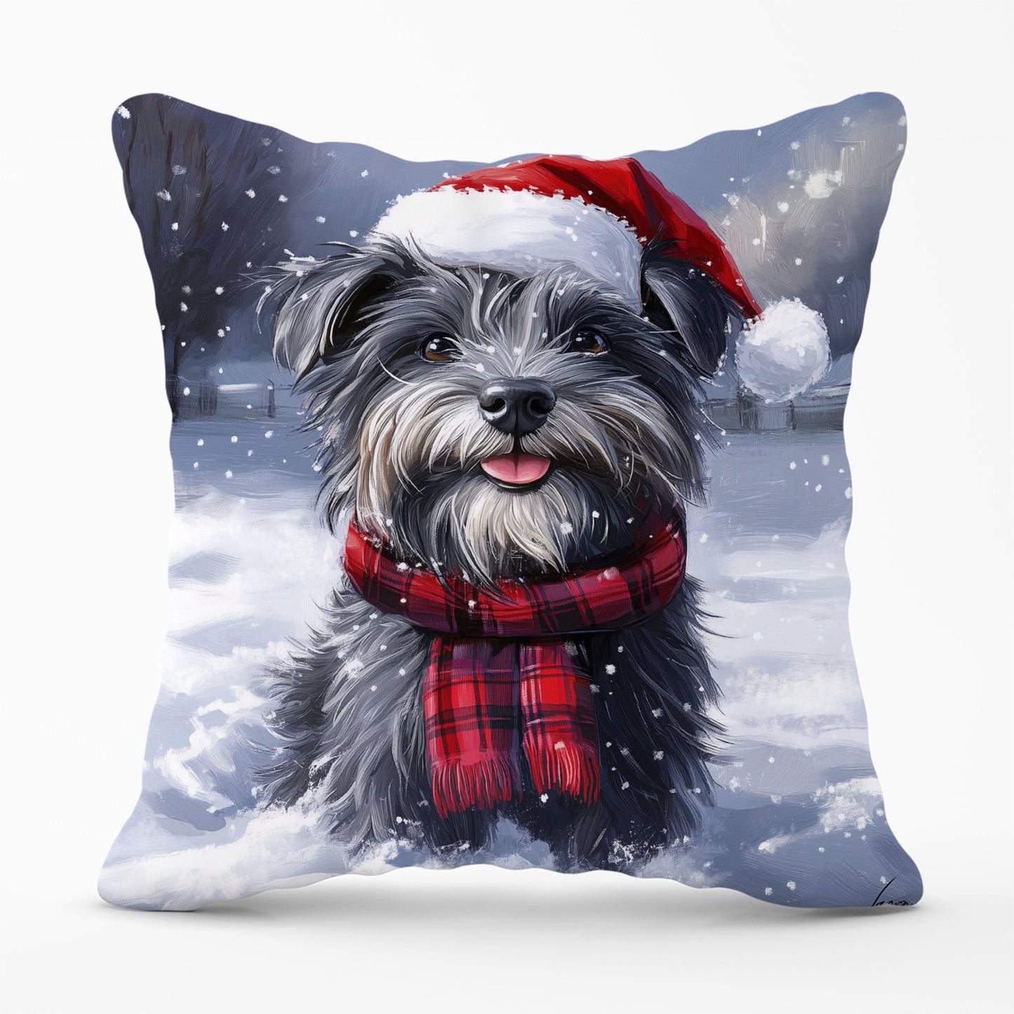 Christmas Skye Terrier Cushion