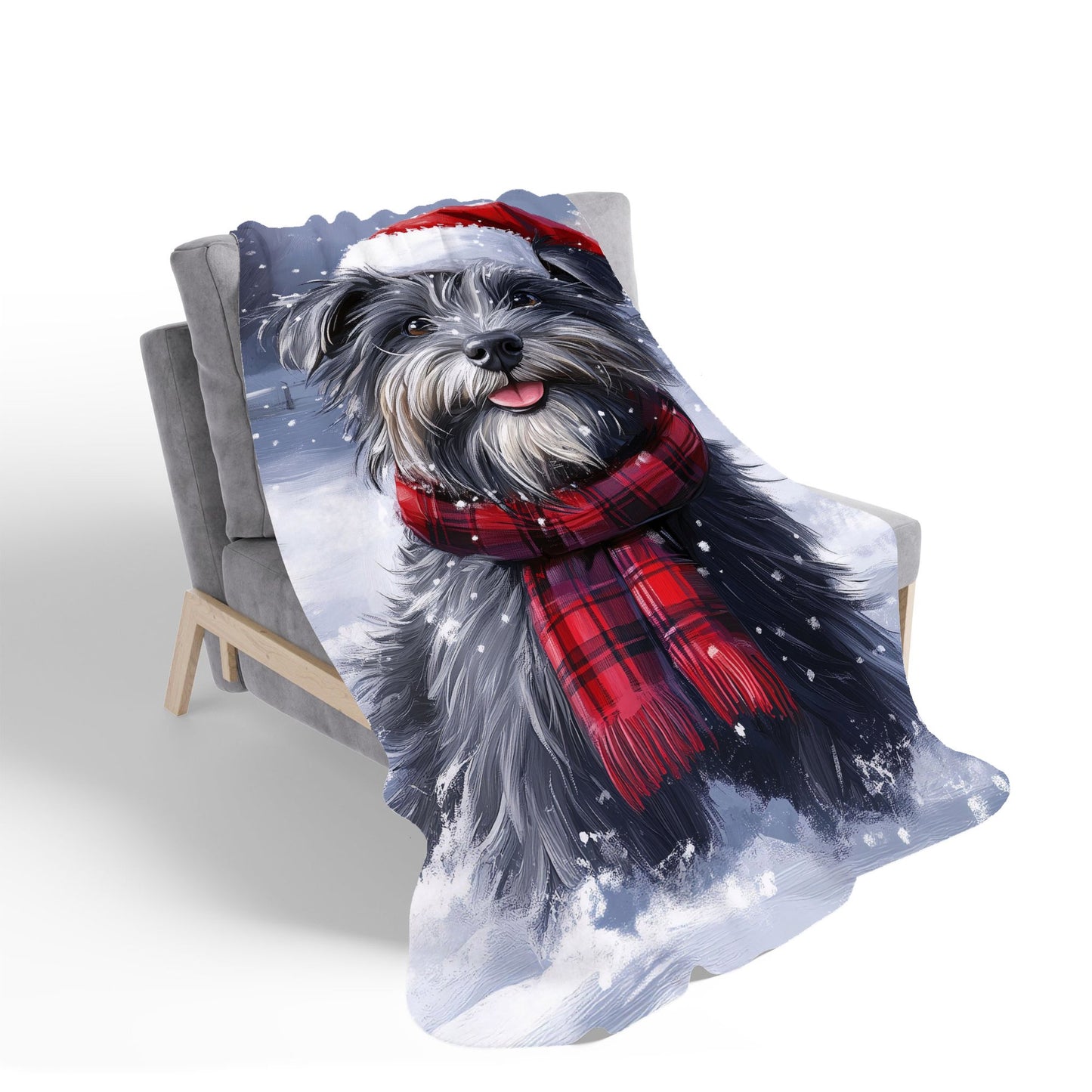 Christmas Skye Terrier Sherpa Blanket