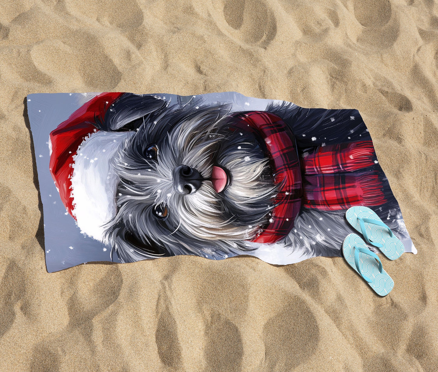Christmas Skye Terrier Beach Towel