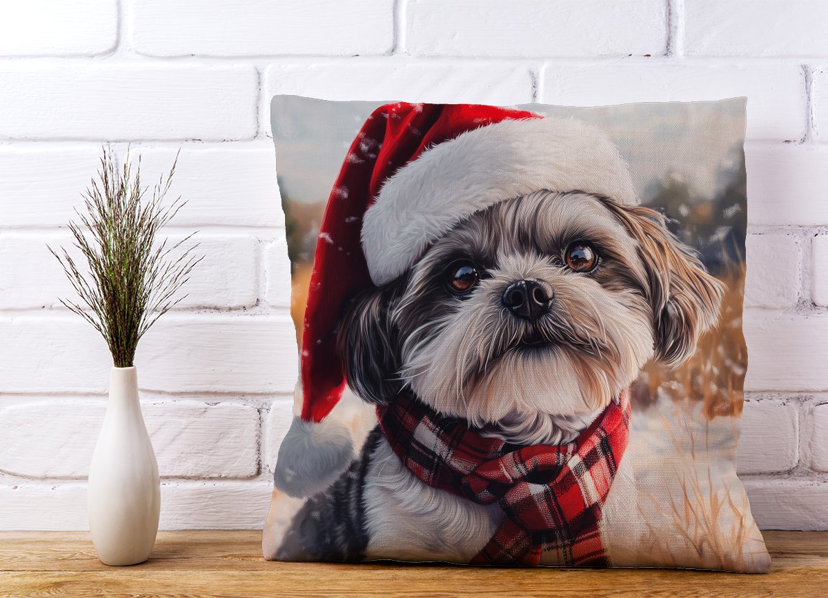 Christmas Shih Tzu Cushion