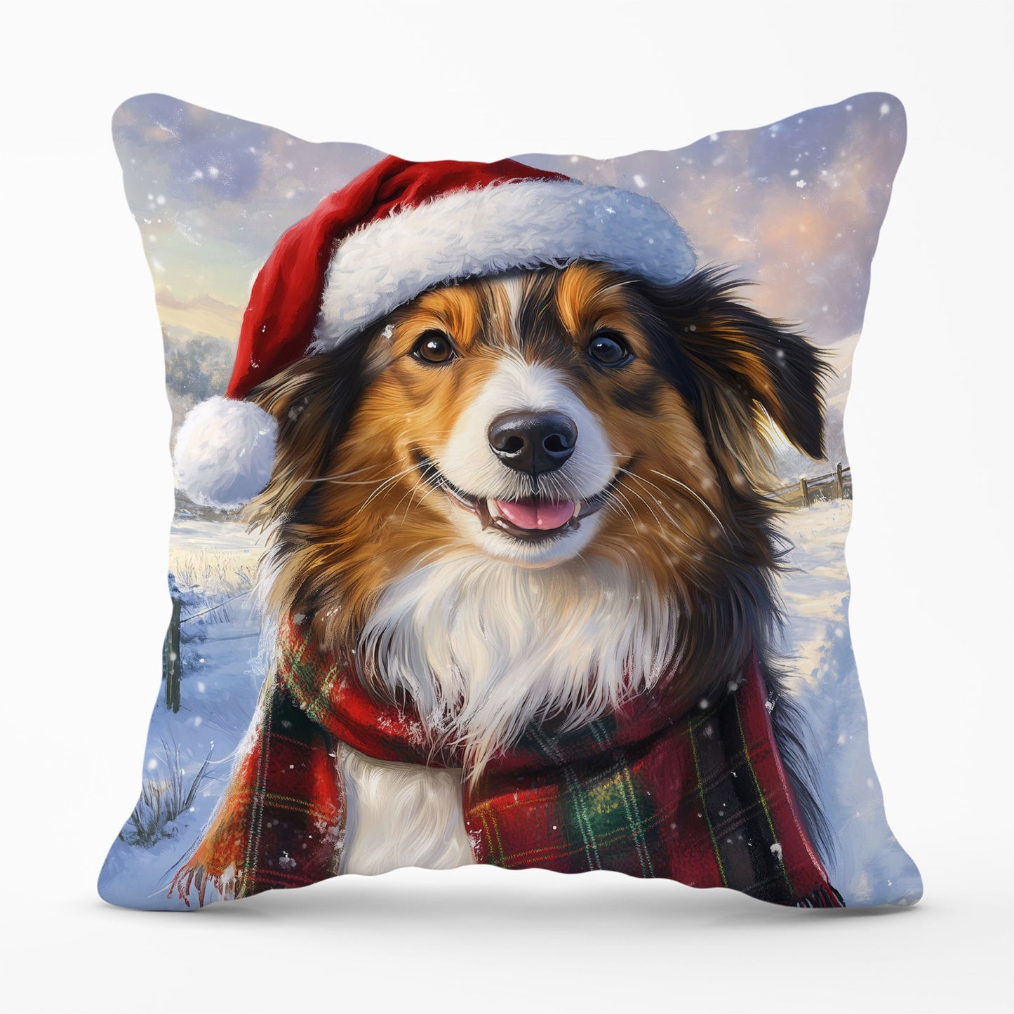 Christmas Shetland Sheepdog Cushion