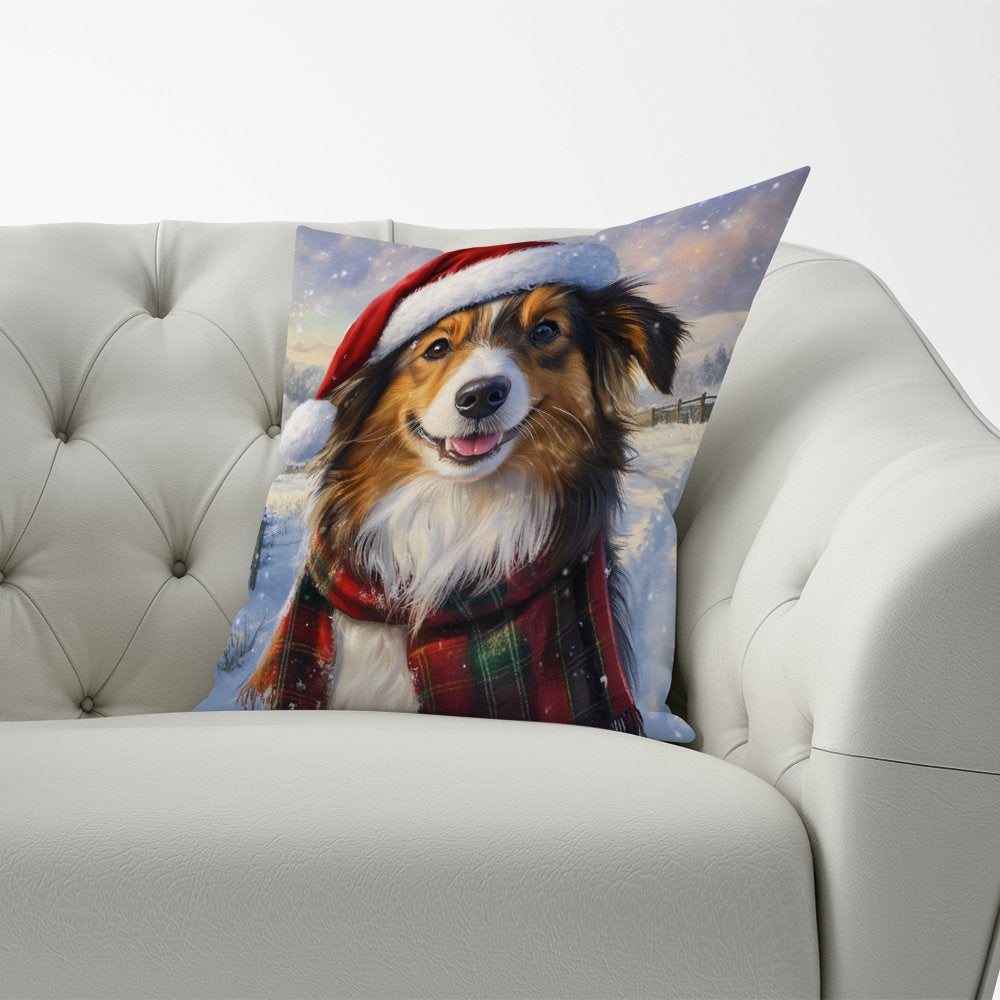 Christmas Shetland Sheepdog Cushion