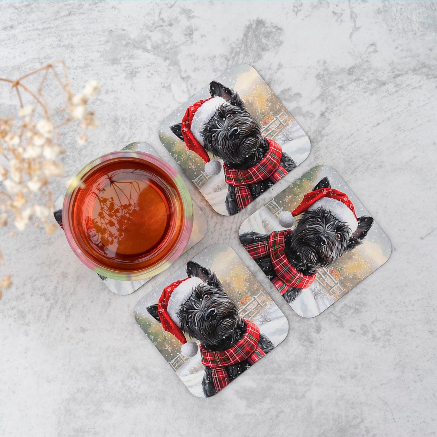Christmas Scottish Terrier Coasters