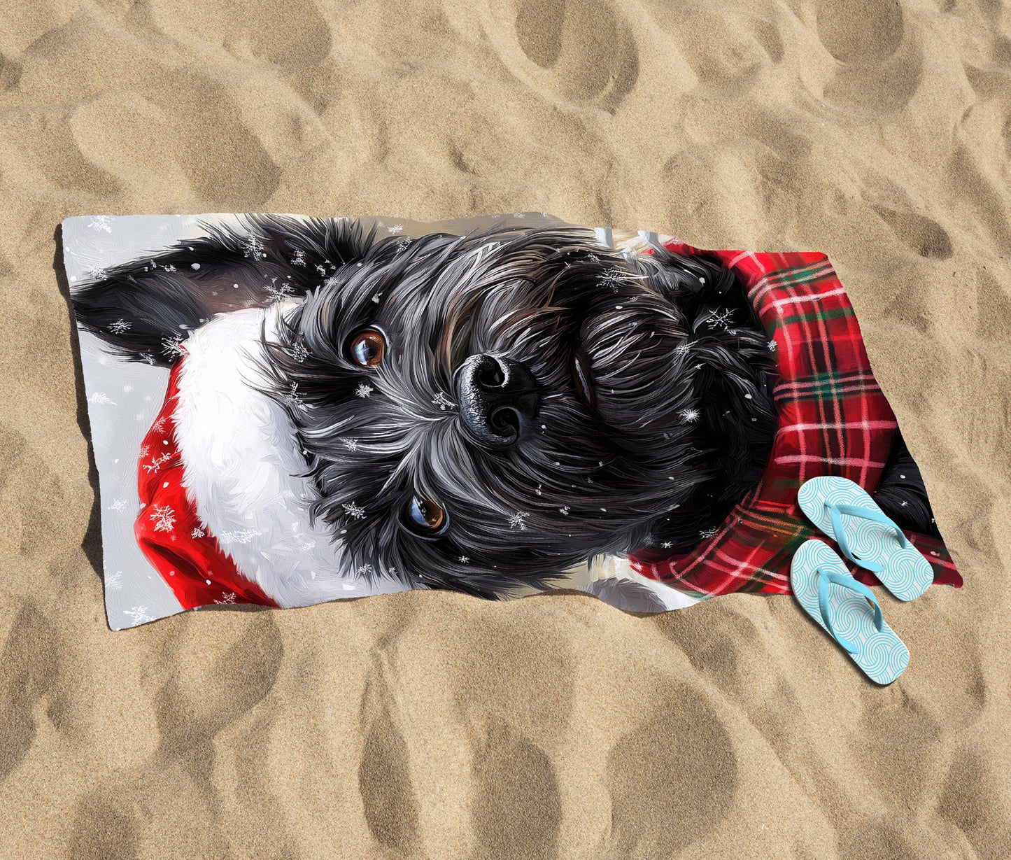 Christmas Scottish Terrier Beach Towel