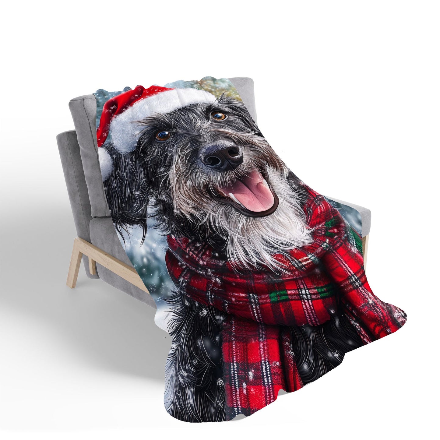 Christmas Scottish Deerhound Sherpa Blanket